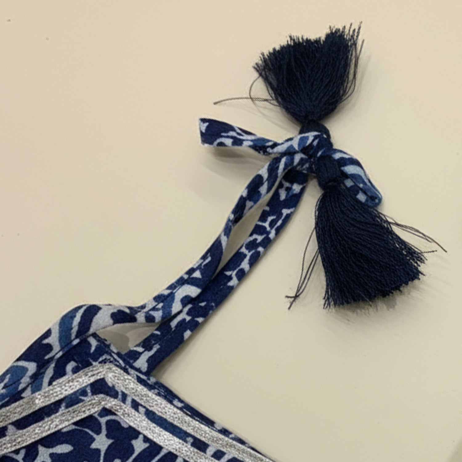 Baby Moo Floral Print Tie-Knot Sleeveless Two Piece Lehenga Blouse Set - Blue