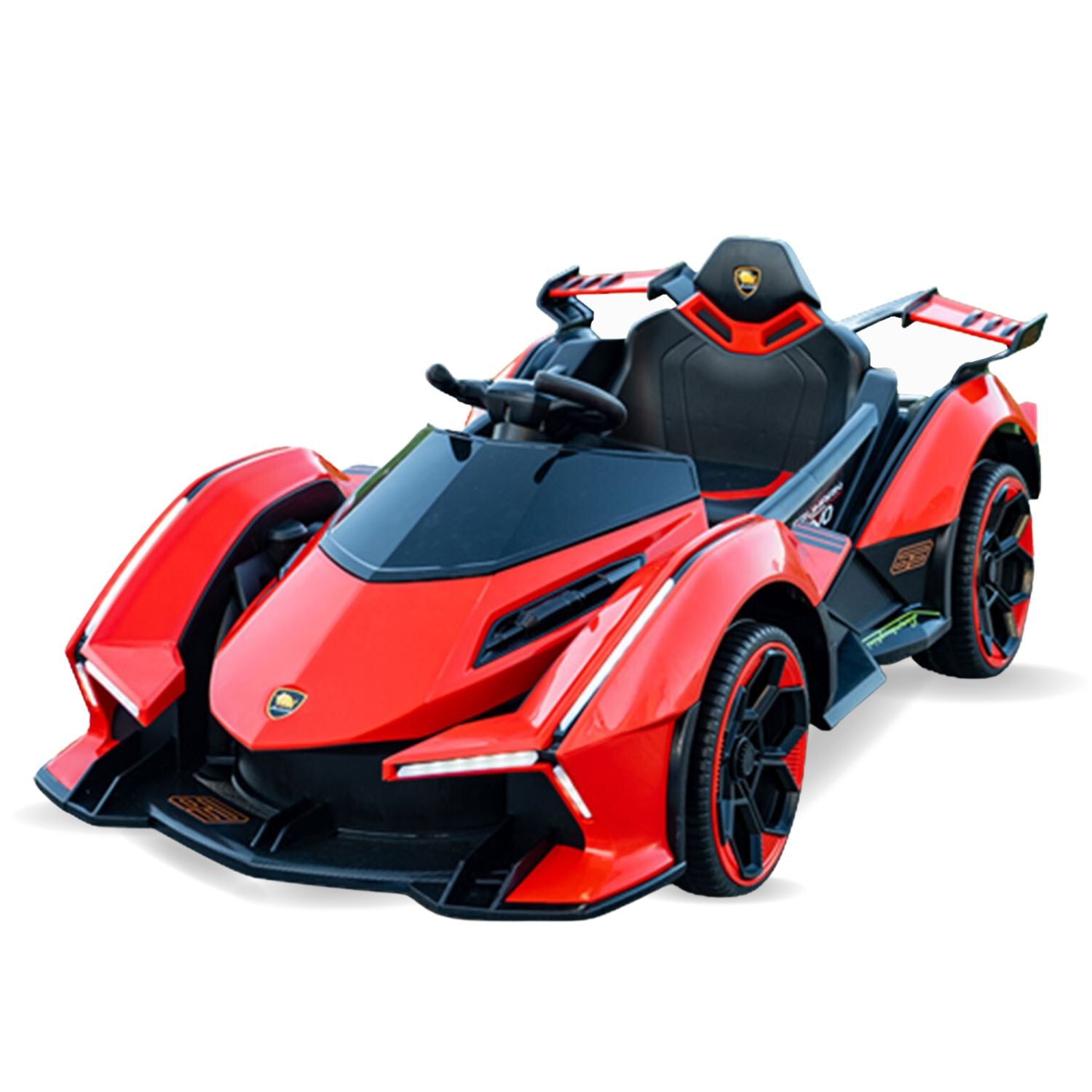 Baby Moo Lambo Ride-On Sports Car | 12V Kids Electric Toy Vehicle | Parental Remote Control | USB MP3 Player | Ages 2-8 - Red - Baby Moo
