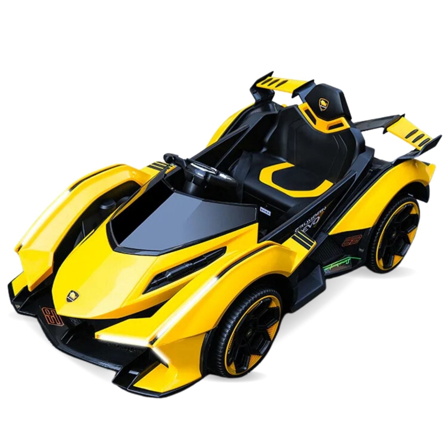Baby Moo Lambo Ride-On Sports Car 12V Kids Electric Toy Vehicle Parental Remote Control USB MP3 Player Ages 1-6 Yellow