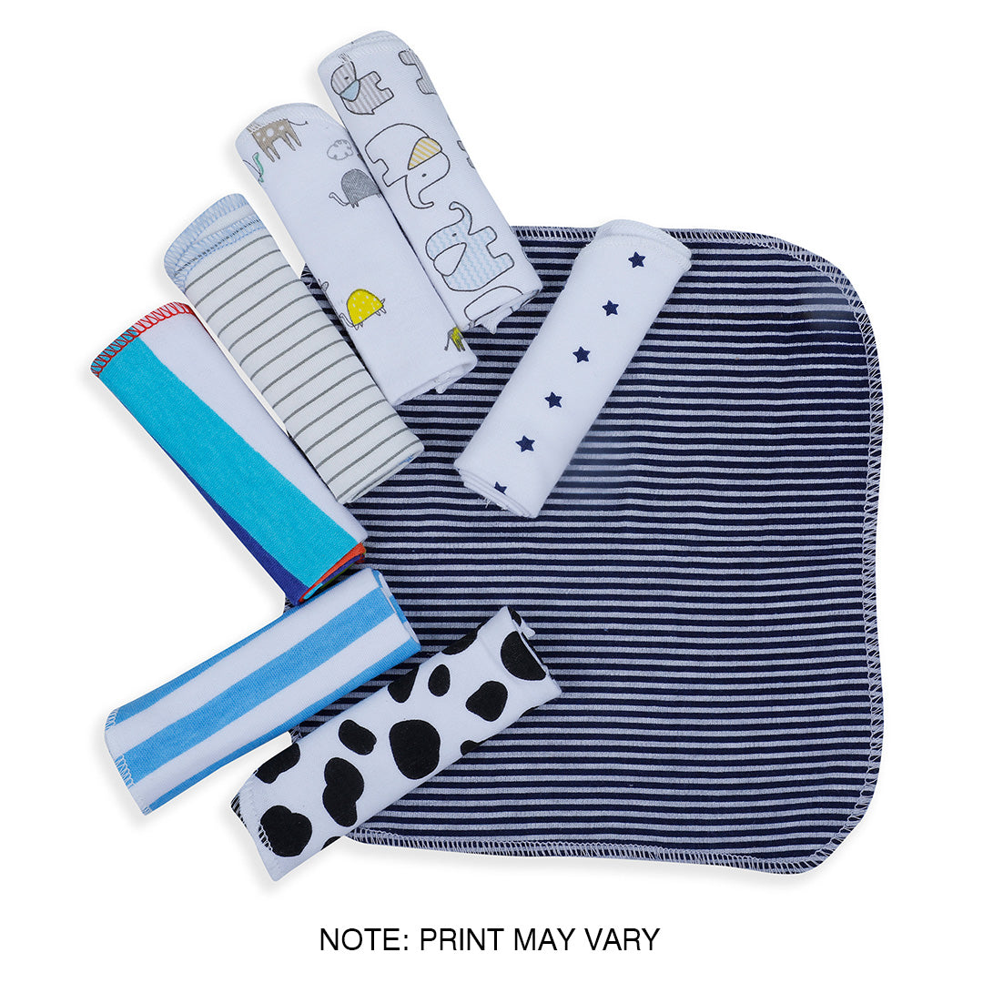 Baby Moo Boys Theme Cotton 20 x 20 cm Soft Hosiery Wash Cloth - Multicolour - Baby Moo
