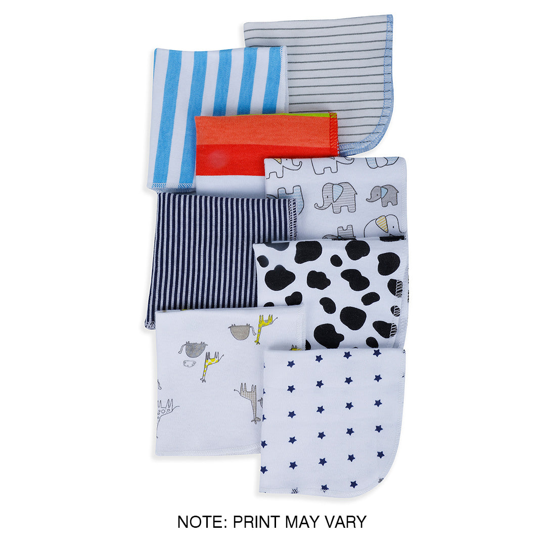 Baby Moo Boys Theme Cotton 20 x 20 cm Soft Hosiery Wash Cloth - Multicolour - Baby Moo