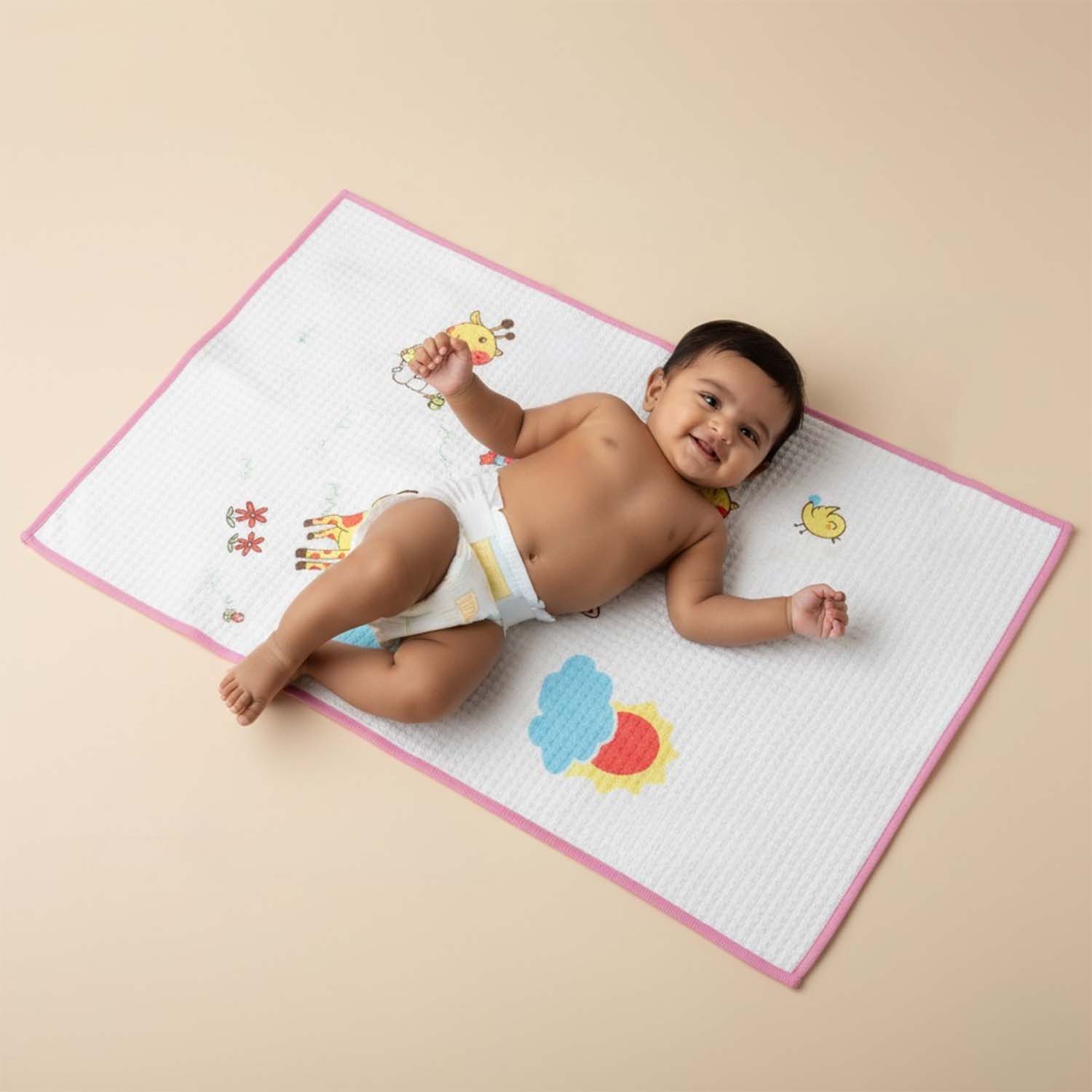 Baby Moo Animal Laundry Day Air Filled Waterproof Massage Mat - Pink