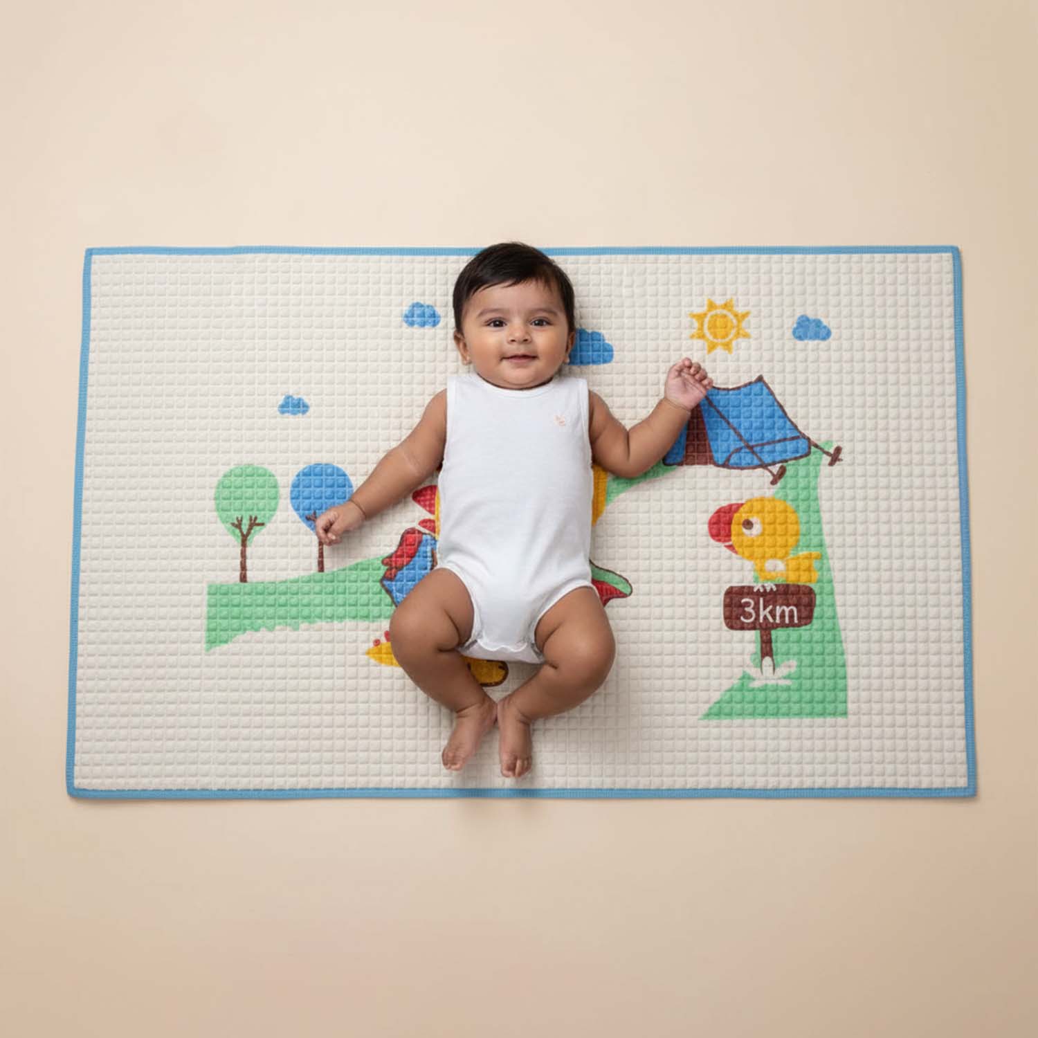 Baby Moo Dinosaur Camping Air Filled Waterproof Massage Mat - Blue