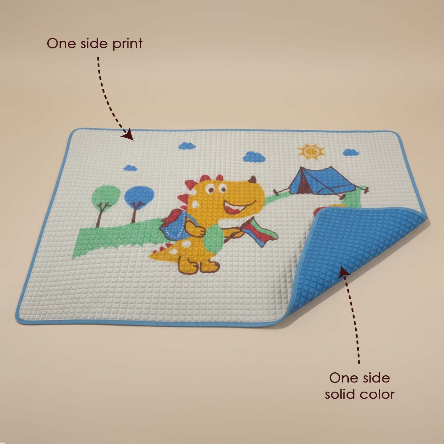Baby Moo Dinosaur Camping Air Filled Waterproof Massage Mat - Blue