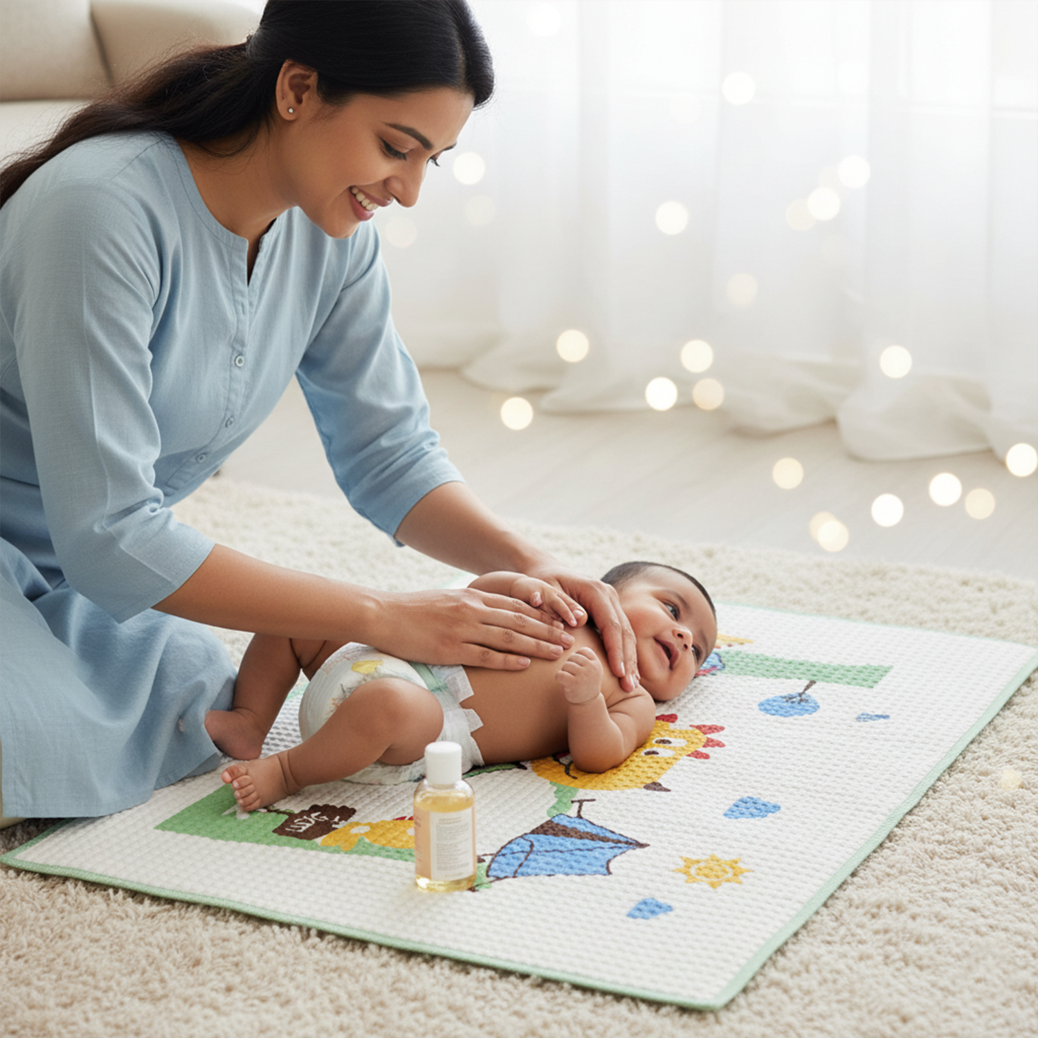 Baby Moo Dinosaur Camping Air Filled Waterproof Massage Mat - Green