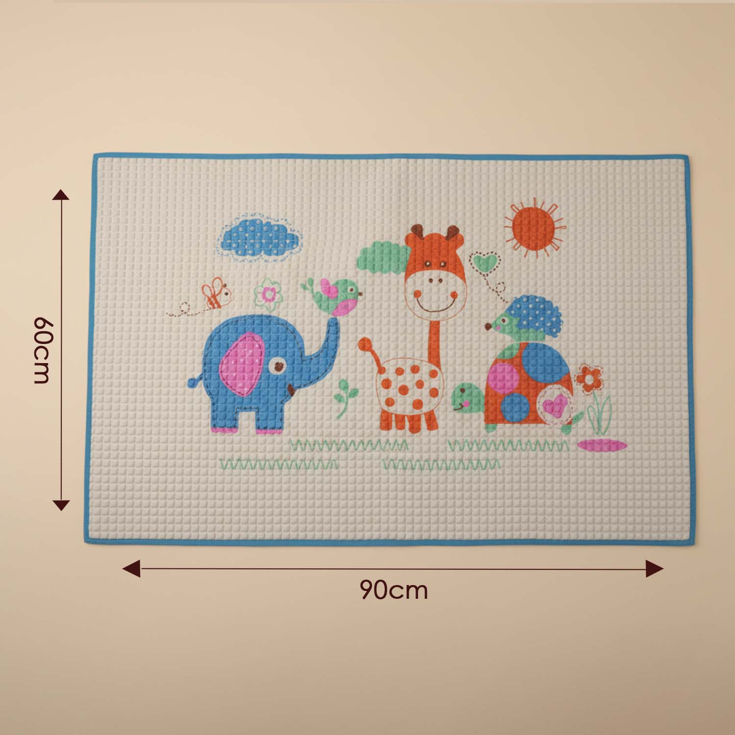 Baby Moo Elephant Giraffe Friends Air Filled Waterproof Massage Mat - Blue