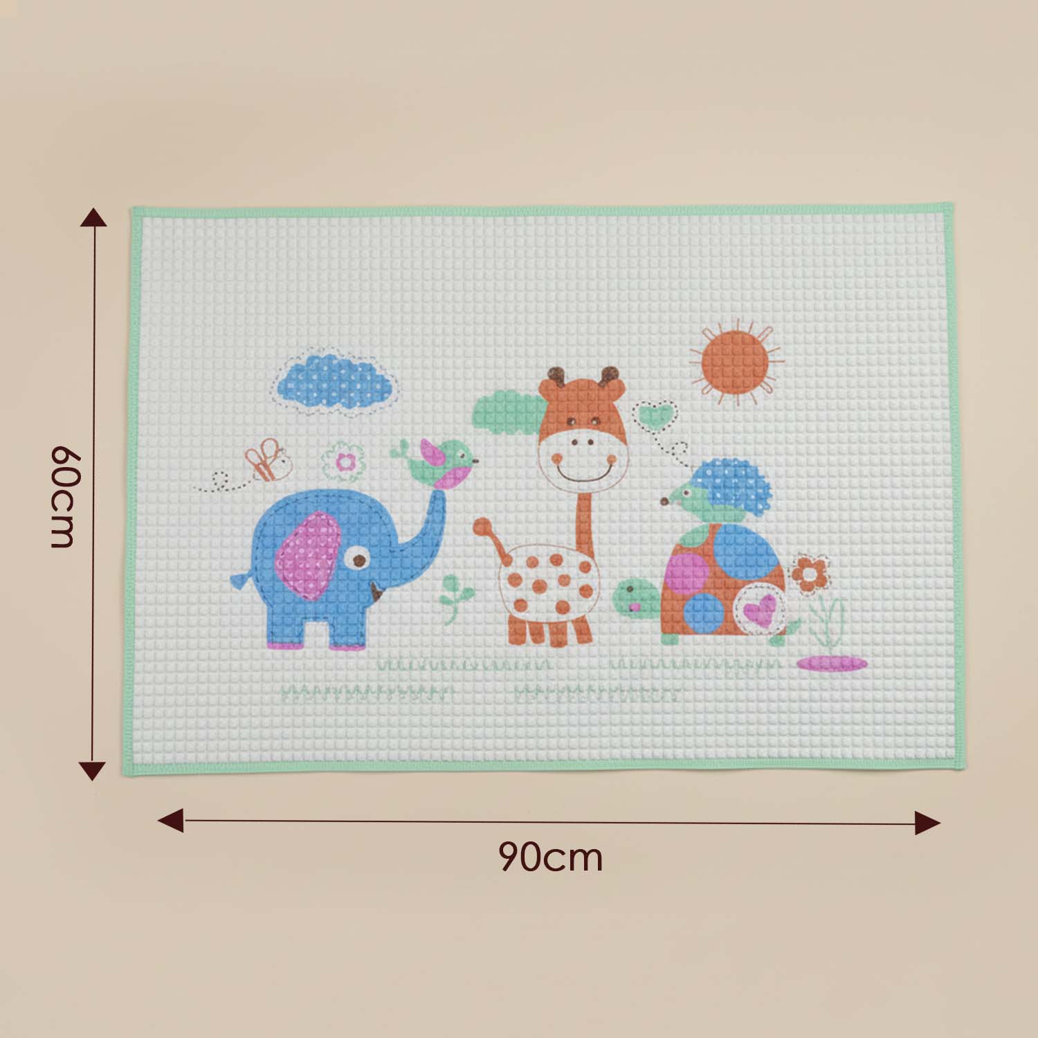 Baby Moo Elephant Giraffe Friends Air Filled Waterproof Massage Mat - Green