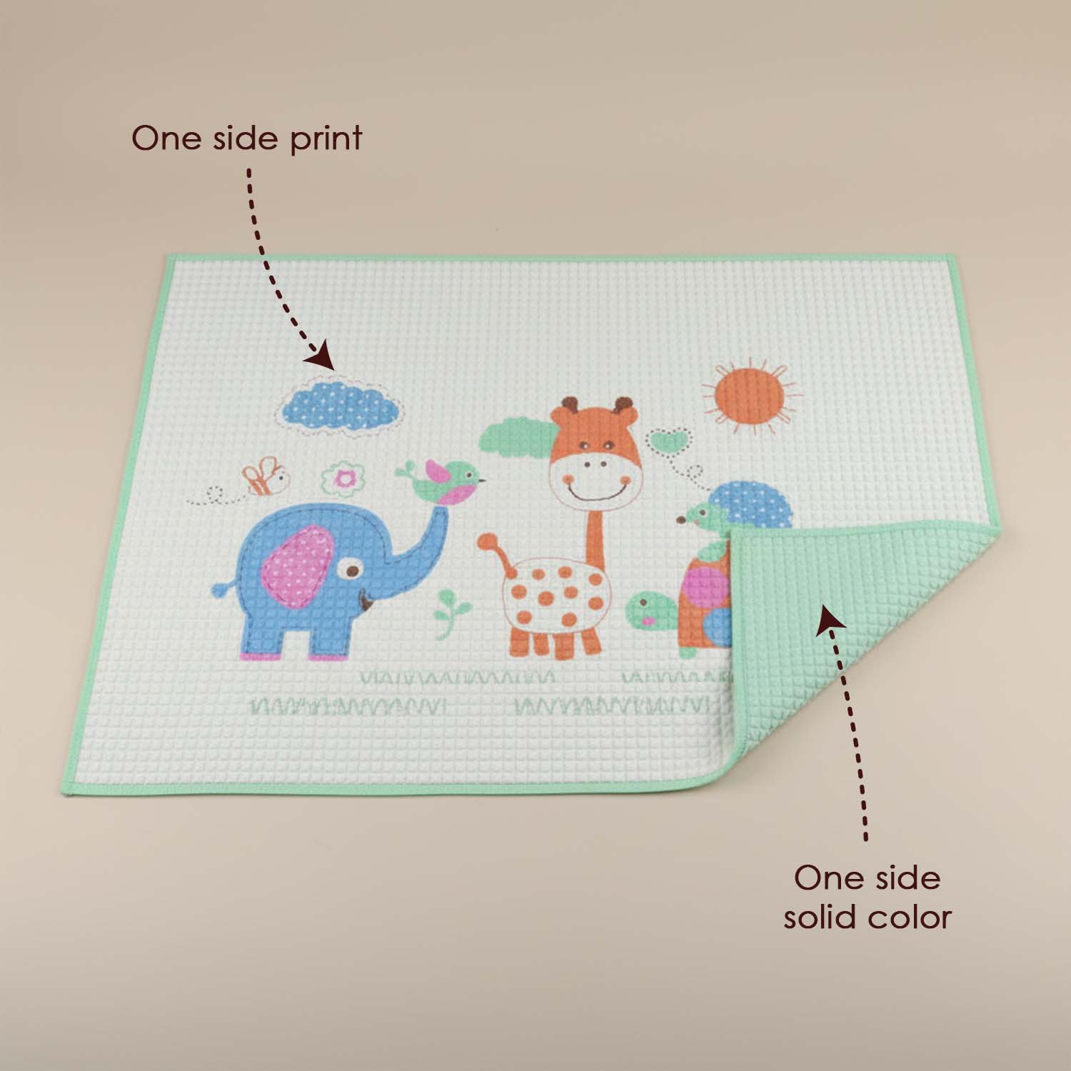 Baby Moo Elephant Giraffe Friends Air Filled Waterproof Massage Mat - Green