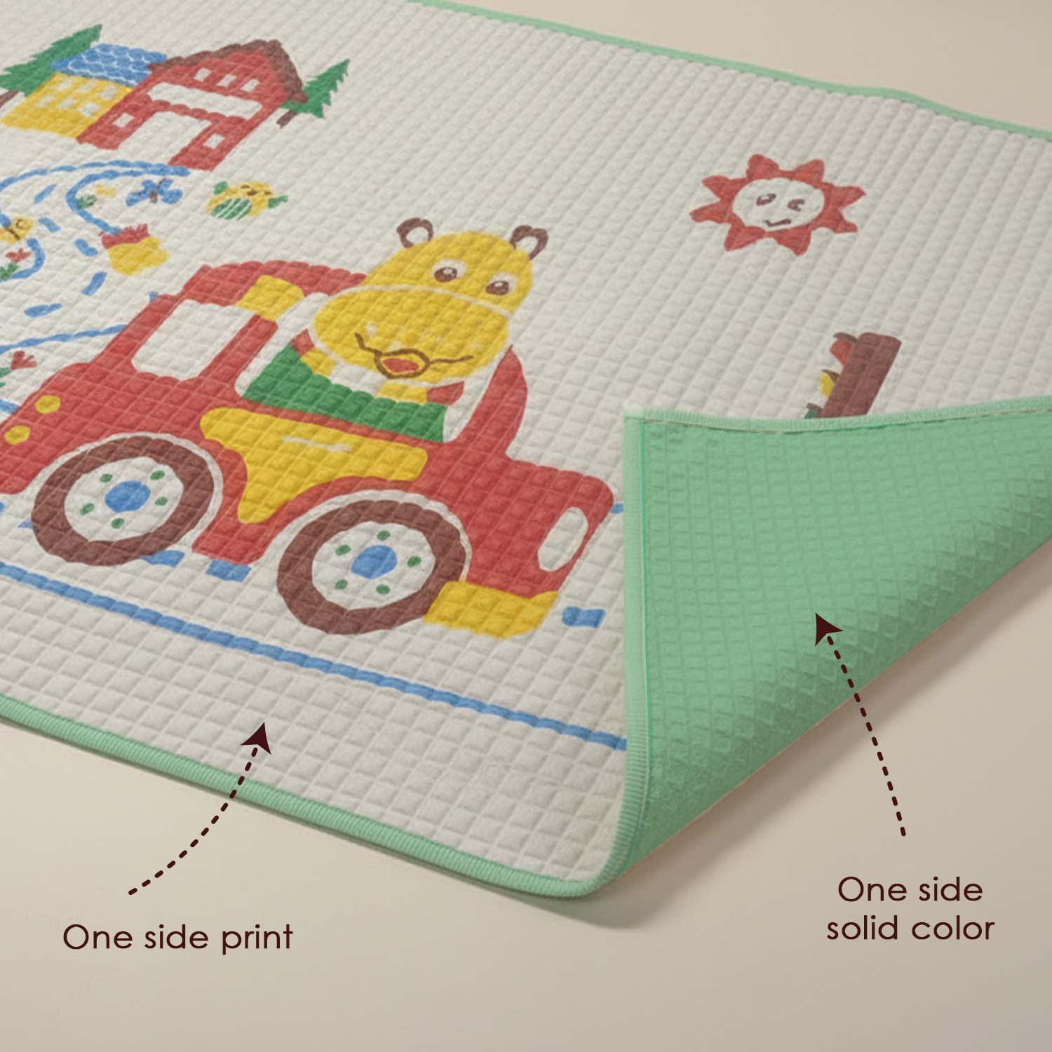 Baby Moo Hippo Car Ride Air Filled Waterproof Massage Mat - Green