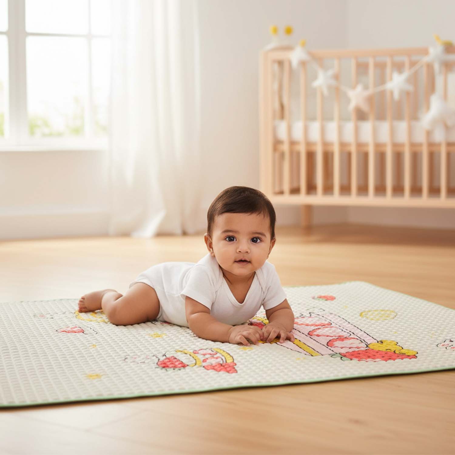 Baby Moo Rabbit Strawberry Cake Air Filled Waterproof Massage Mat - Green