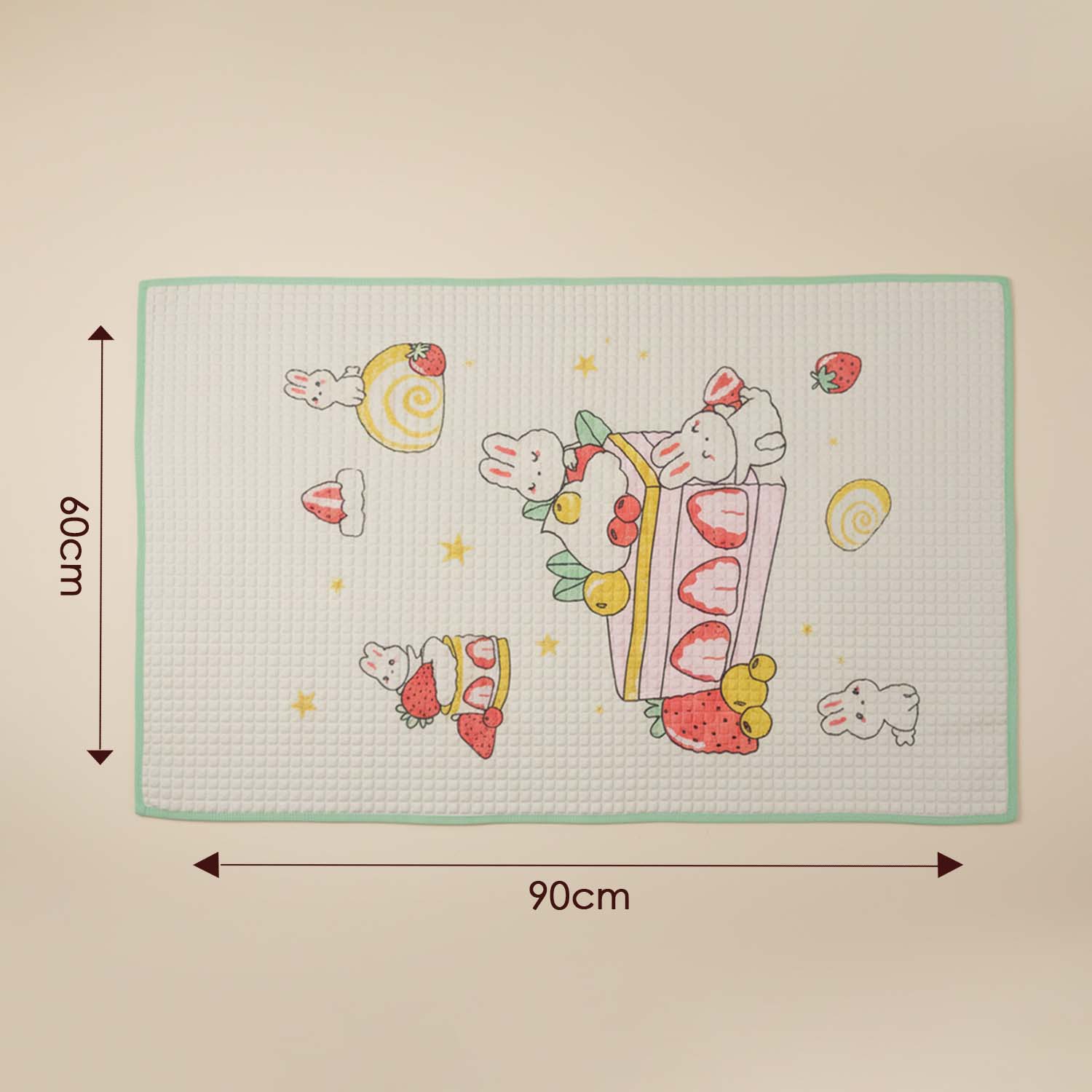 Baby Moo Rabbit Strawberry Cake Air Filled Waterproof Massage Mat - Green
