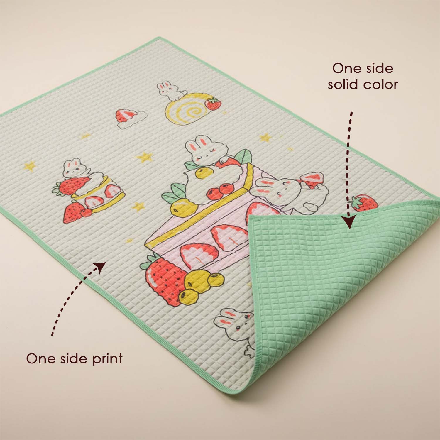 Baby Moo Rabbit Strawberry Cake Air Filled Waterproof Massage Mat - Green