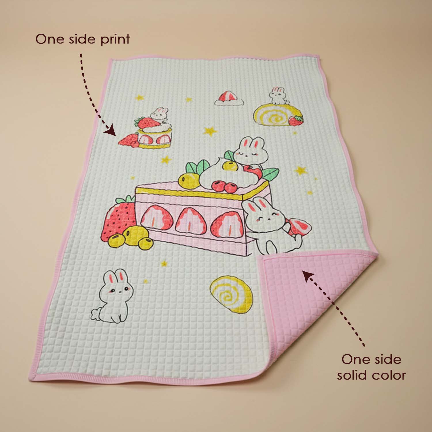 Baby Moo Rabbit Strawberry Cake Air Filled Waterproof Massage Mat - Pink