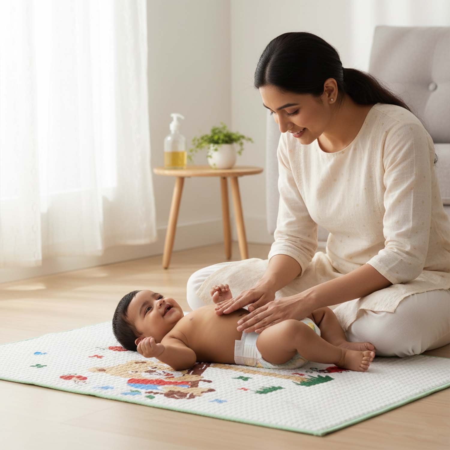 Baby Moo Teddy Seesaw Garden Air Filled Waterproof Massage Mat - Green