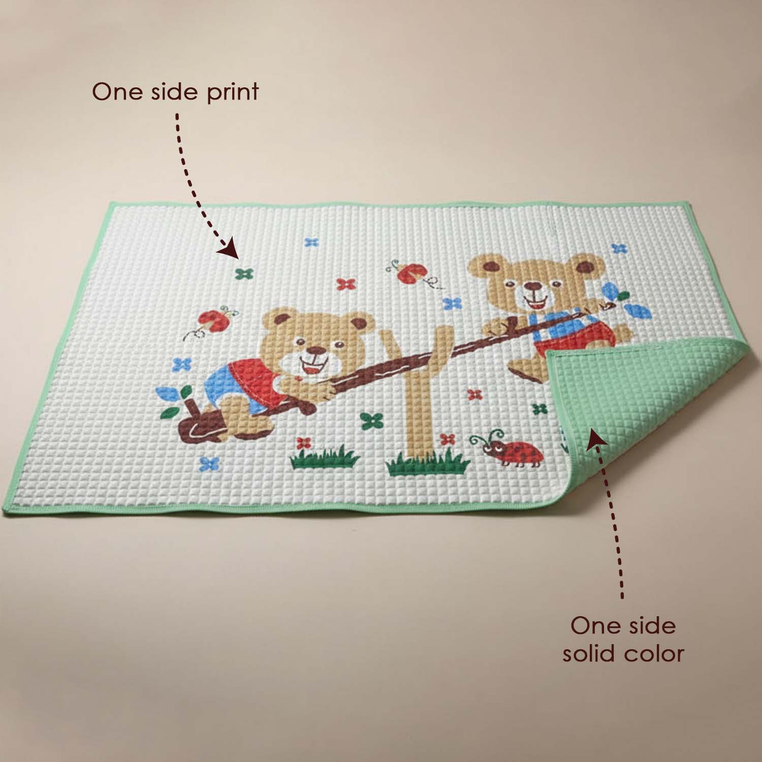 Baby Moo Teddy Seesaw Garden Air Filled Waterproof Massage Mat - Green