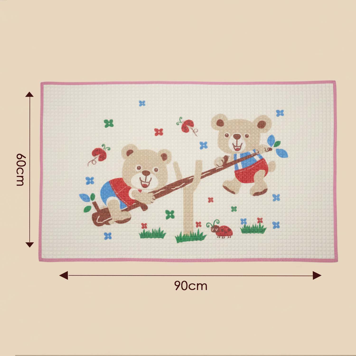 Baby Moo Teddy Seesaw Garden Air Filled Waterproof Massage Mat - Pink