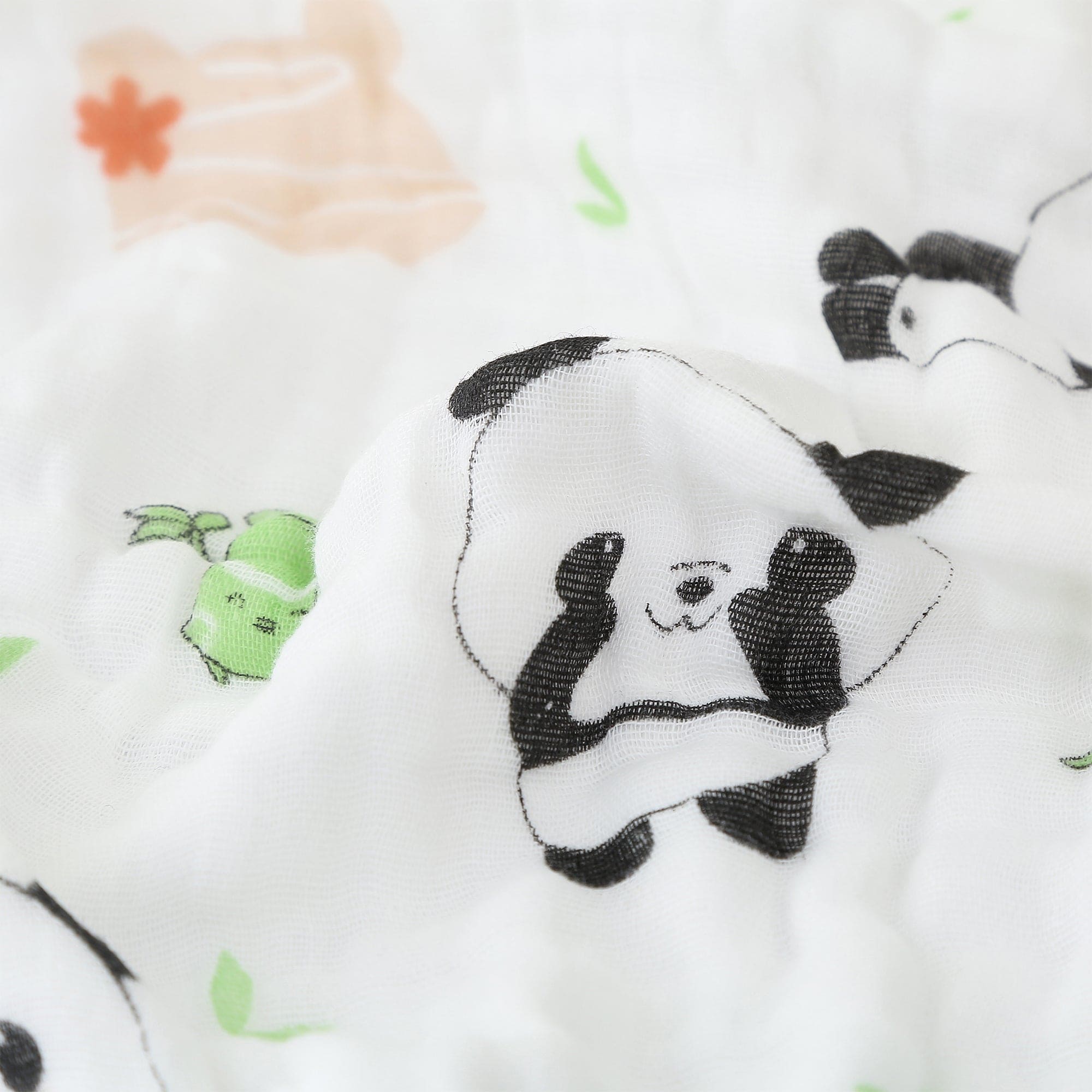 Baby Moo Little Panda 100% Muslin Cotton 6 Layer Breathable Blanket - Orange