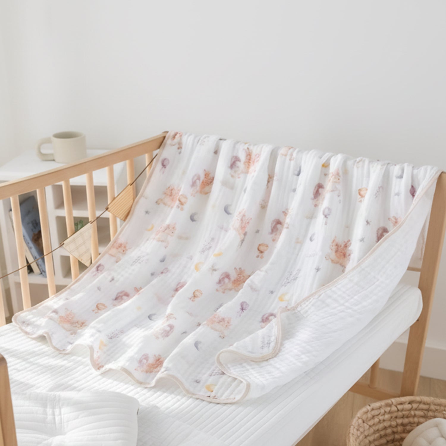 Baby Moo Magical World 6 Layer Muslin Blanket - White