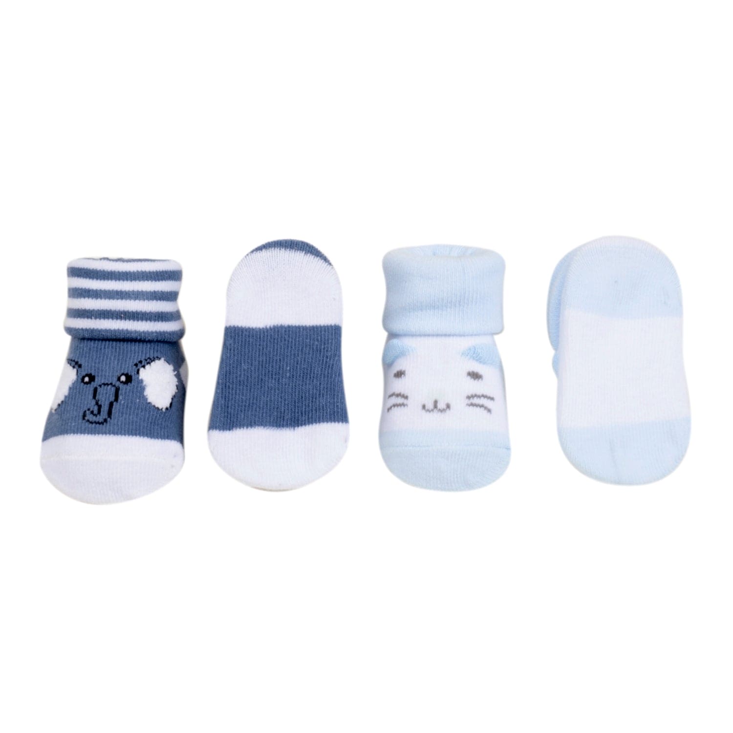 Baby Moo 3D Elephant Kitty Cotton Ankle Length Infant Dress Up Walking Set of 2 Socks Booties - Blue