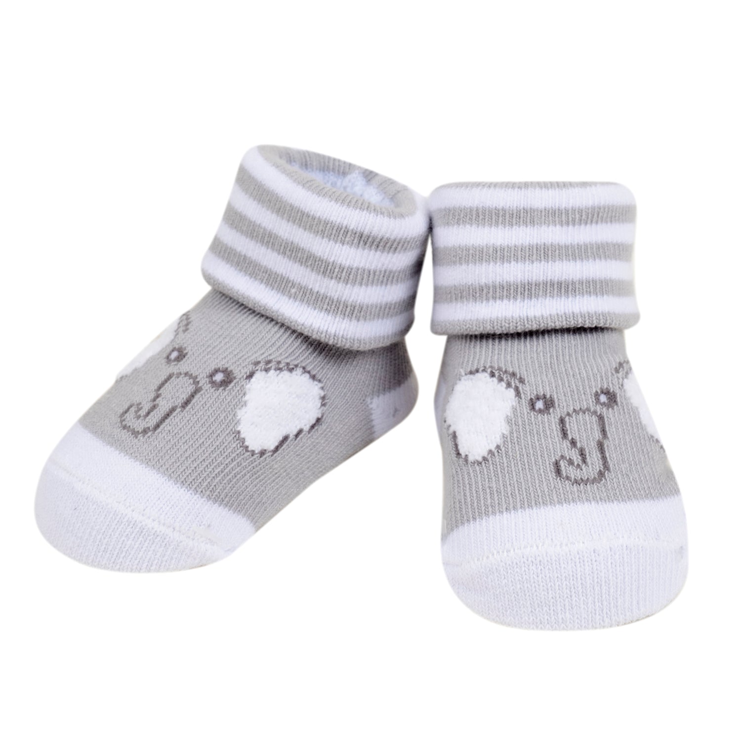 Baby Moo 3D Elephant Chick Cotton Ankle Length Infant Dress Up Walking Set of 2 Socks Booties - Beige