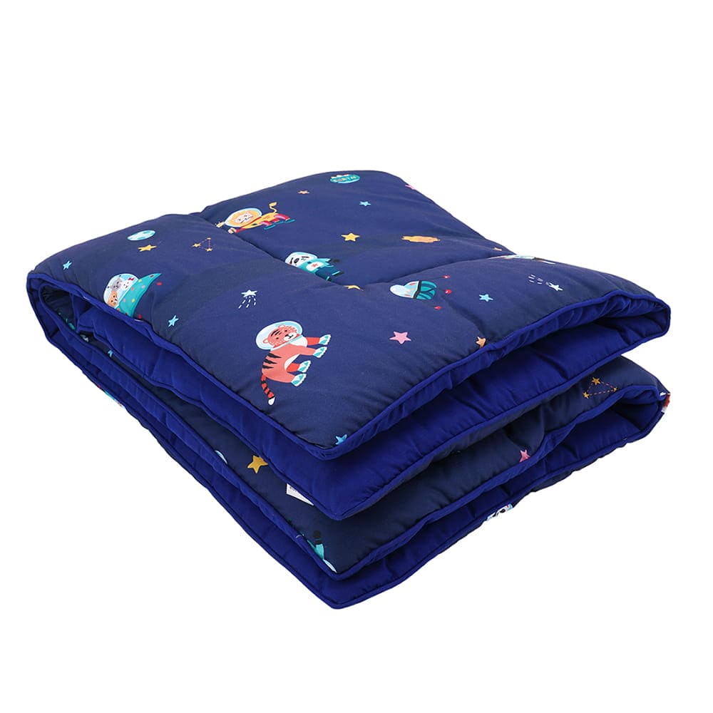 Baby Moo Space Bedding Gift Set 2 Bolsters, U Pillow, Mattress And Quilt Set - Blue - Baby Moo