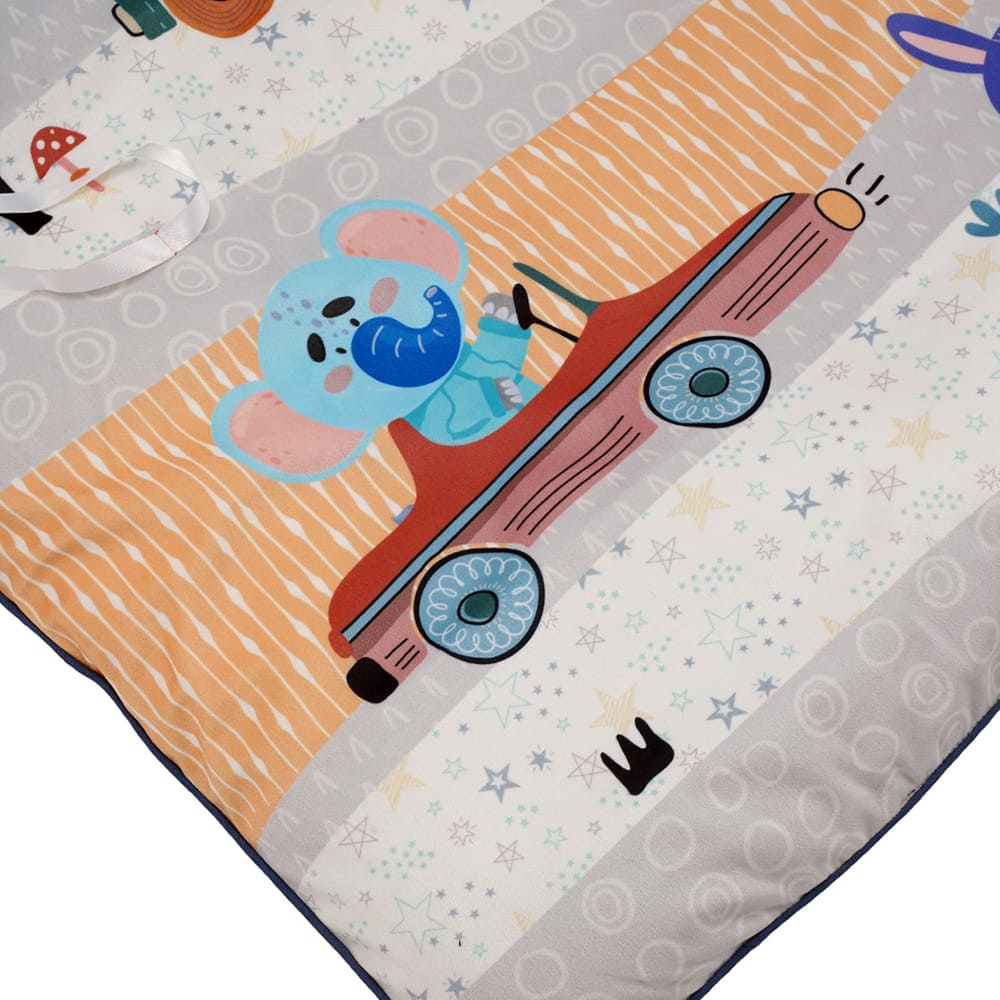 Baby Moo Animal Safari Soft Velvet U Pillow, 2 Side Bolsters Mattress Set - Yellow - Baby Moo