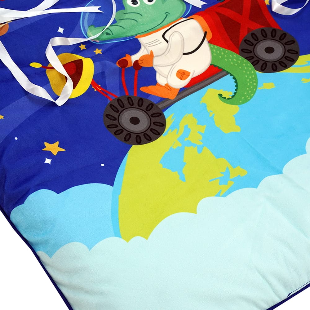 Baby Moo Space Soft Velvet U Pillow, 2 Side Bolsters Mattress Set - Blue - Baby Moo