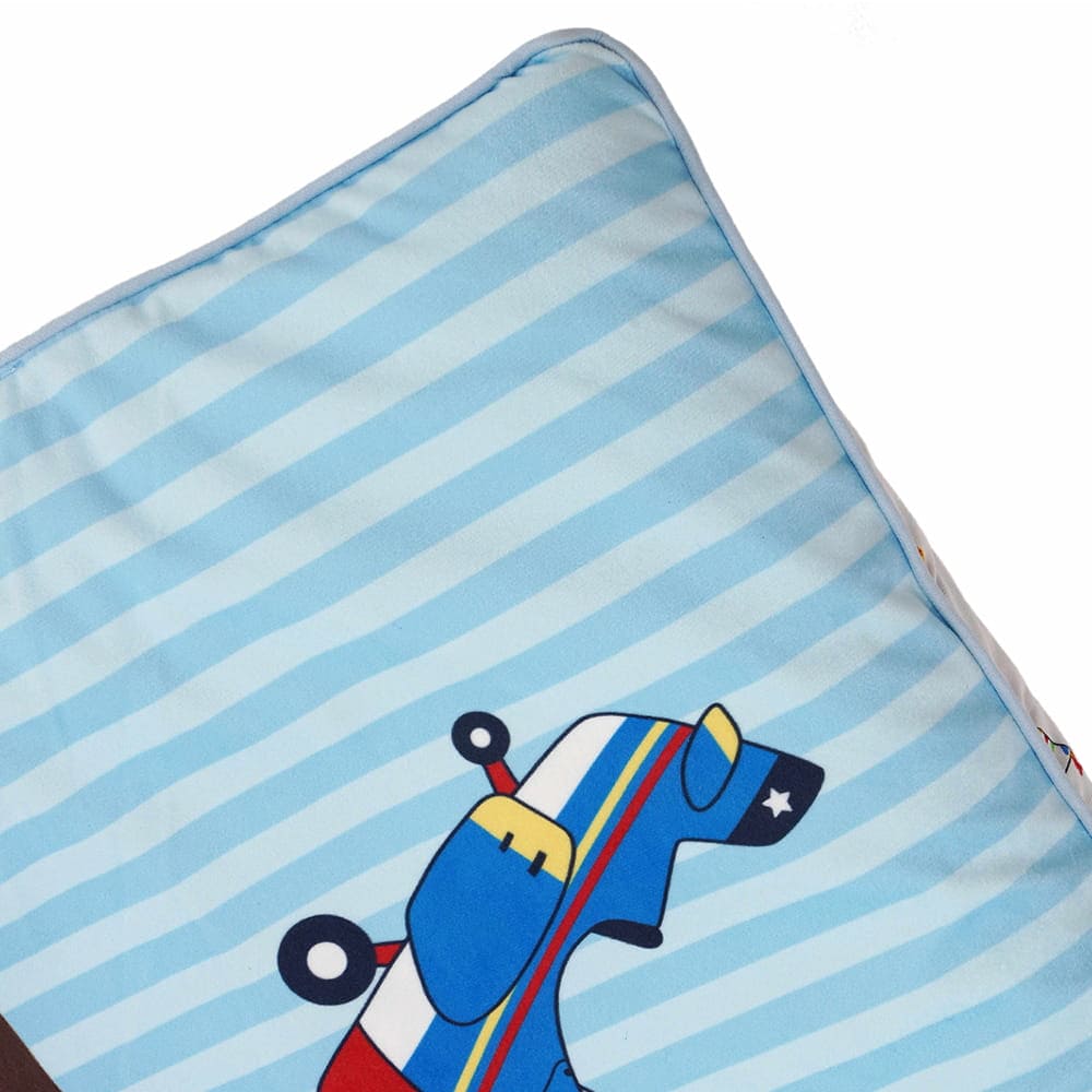 Baby Moo Truck And Car Soft Velvet U Pillow, 2 Side Bolsters Mattress Set - Multicolour - Baby Moo