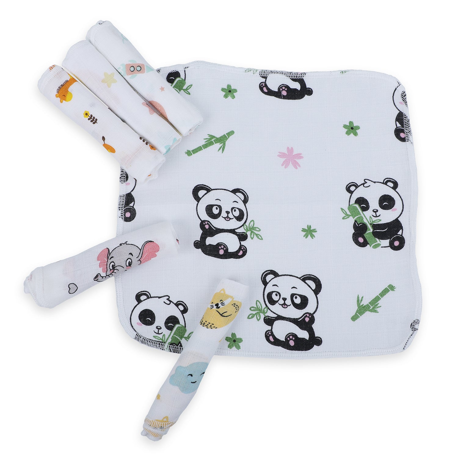 Baby Moo Highly Absorbent Cotton 6 Pcs Wash Cloth - Multicolour - Baby Moo