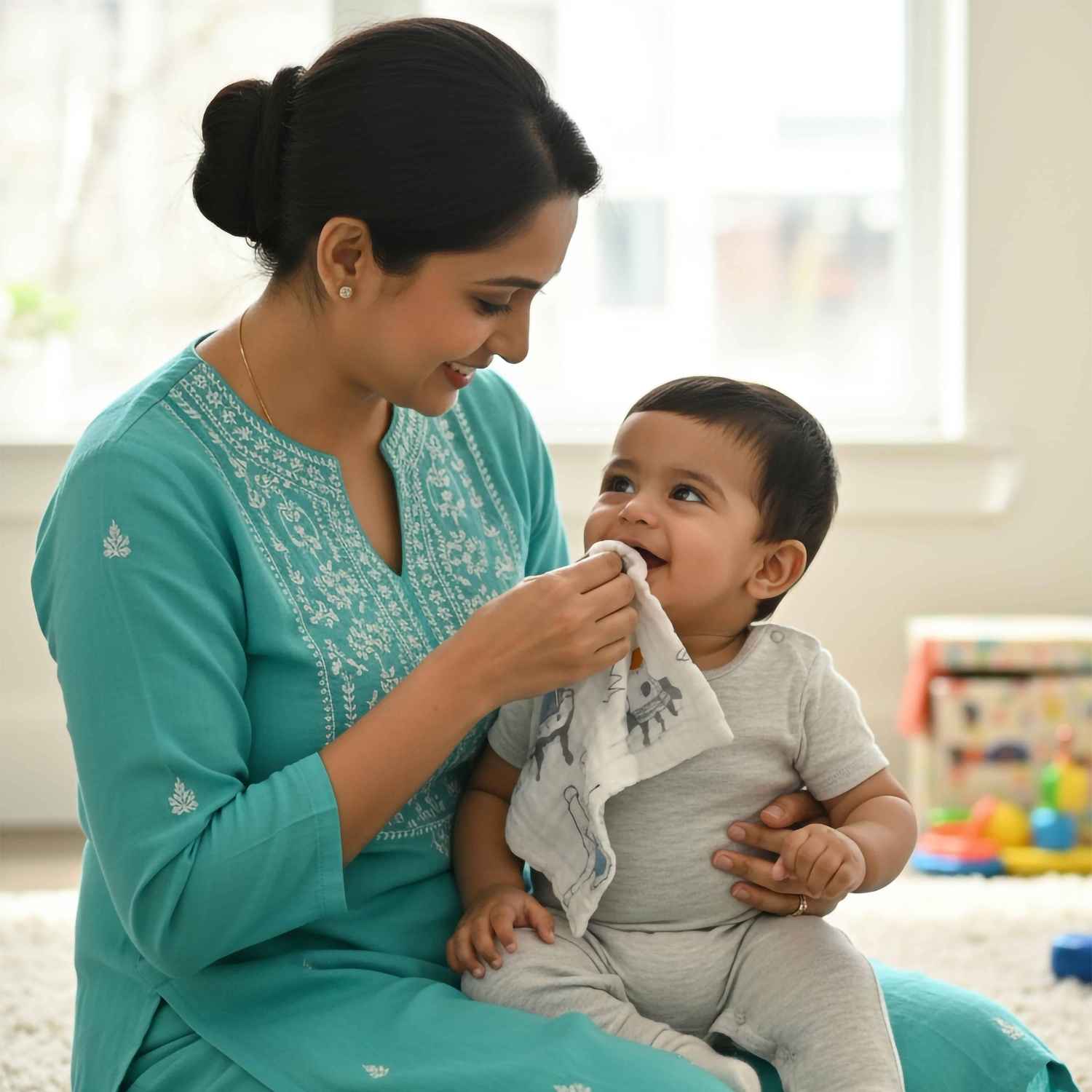 Baby Moo Little Adventures Printed Pack of 3 Soft Hankies Multipurpose Wash Cloth Muslin Napkin - White