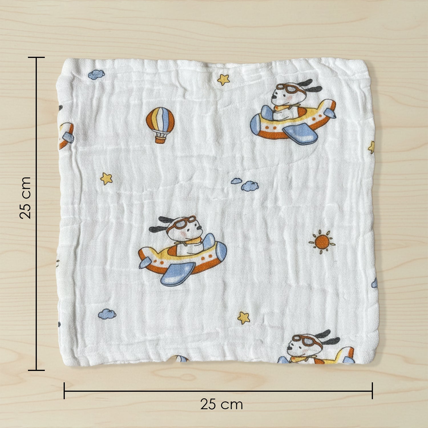 Baby Moo Little Adventures Printed Pack of 3 Soft Hankies Multipurpose Wash Cloth Muslin Napkin - White