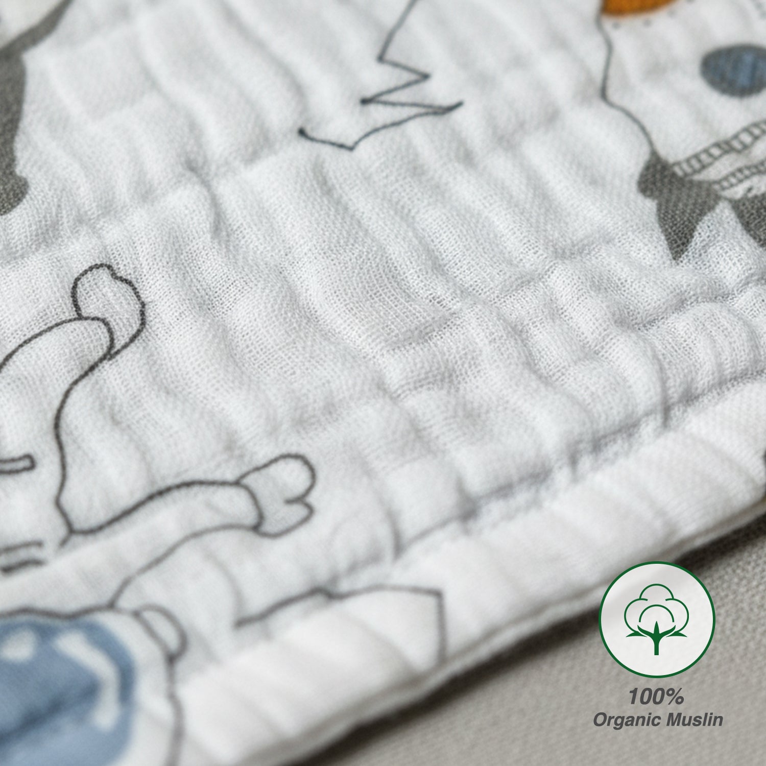 Baby Moo Little Adventures Printed Pack of 3 Soft Hankies Multipurpose Wash Cloth Muslin Napkin - White