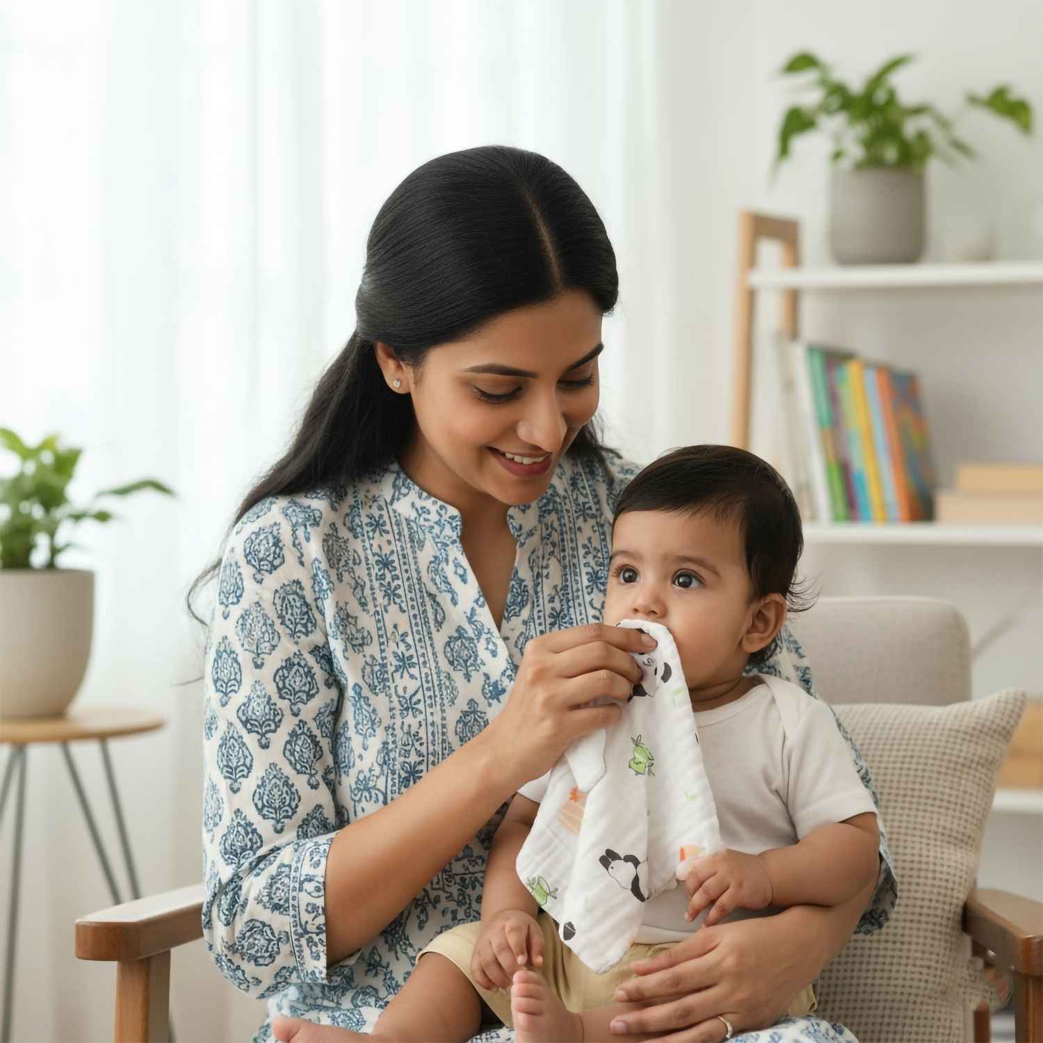 Baby Moo Fruity Fauna Printed Pack of 3 Soft Hankies Multipurpose Wash Cloth Muslin Napkin - White