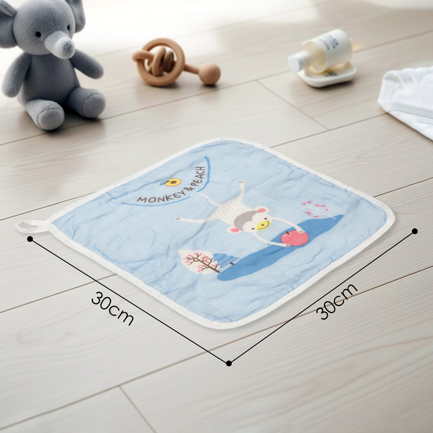 Baby Moo Animal Appetites Pack of 5 Soft Hankies Multipurpose Wash Cloth Muslin Napkin - Blue