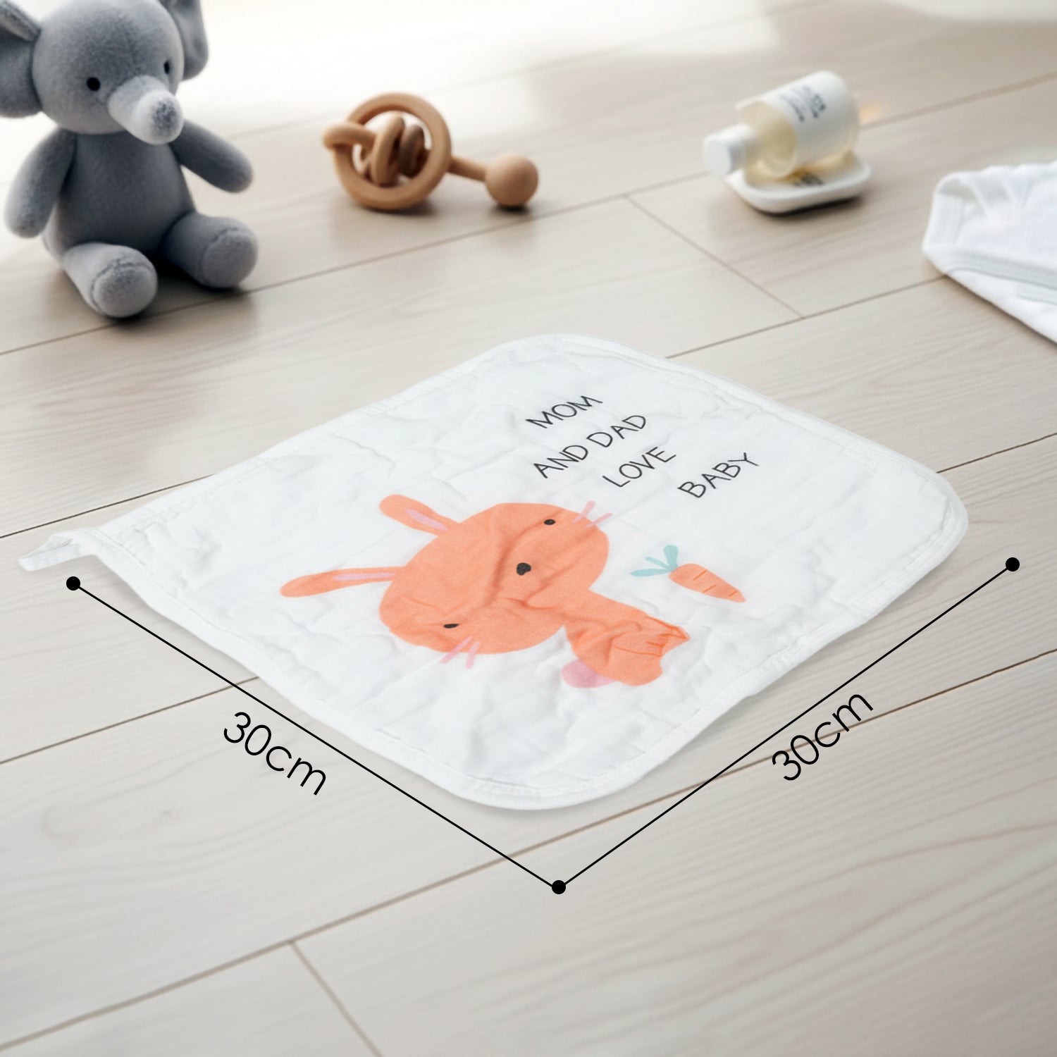 Baby Moo Cartoon Print Pack of 5 Soft Hankies Multipurpose Wash Cloth Muslin Napkin - White