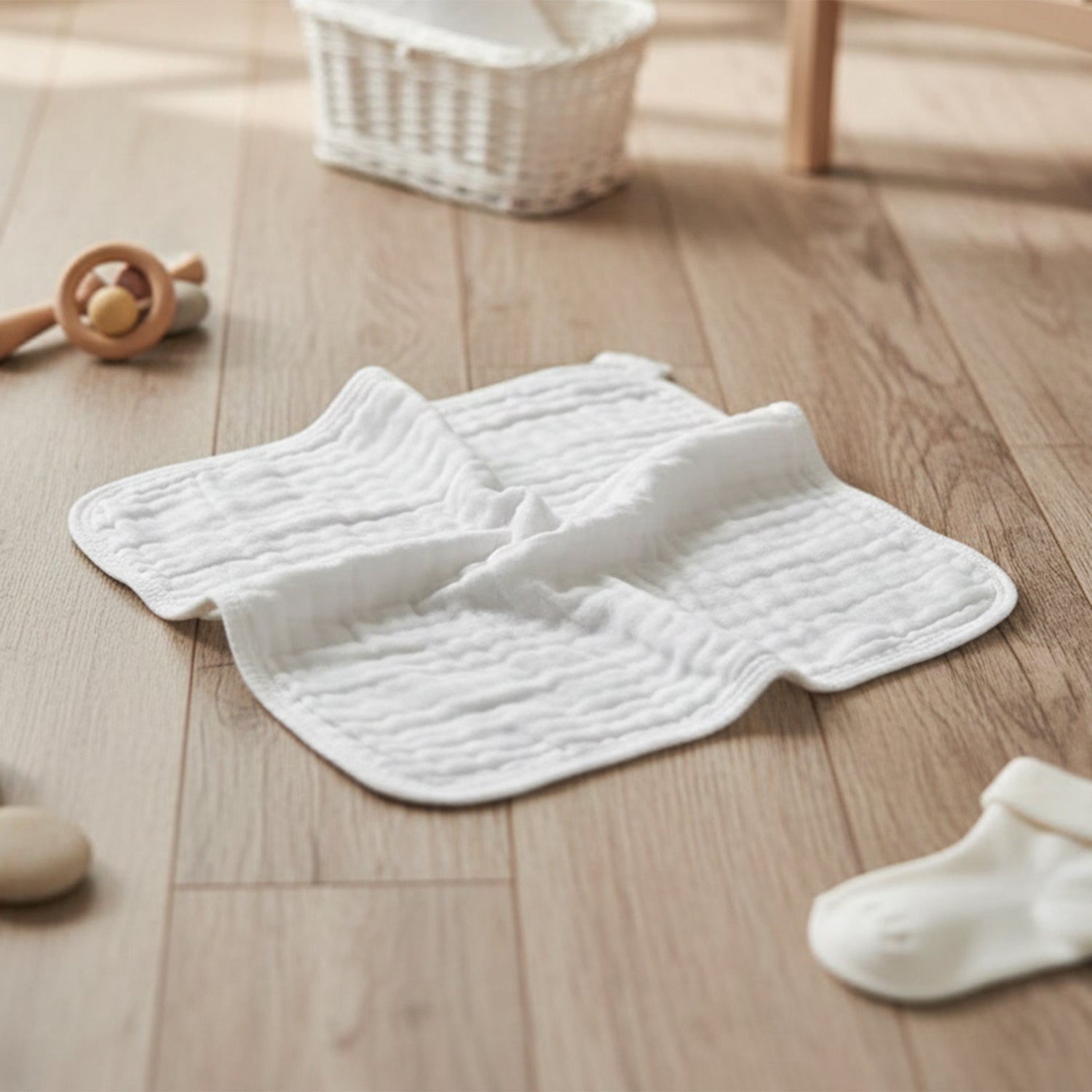 Baby Moo Cartoon Print Pack of 5 Soft Hankies Multipurpose Wash Cloth Muslin Napkin - White