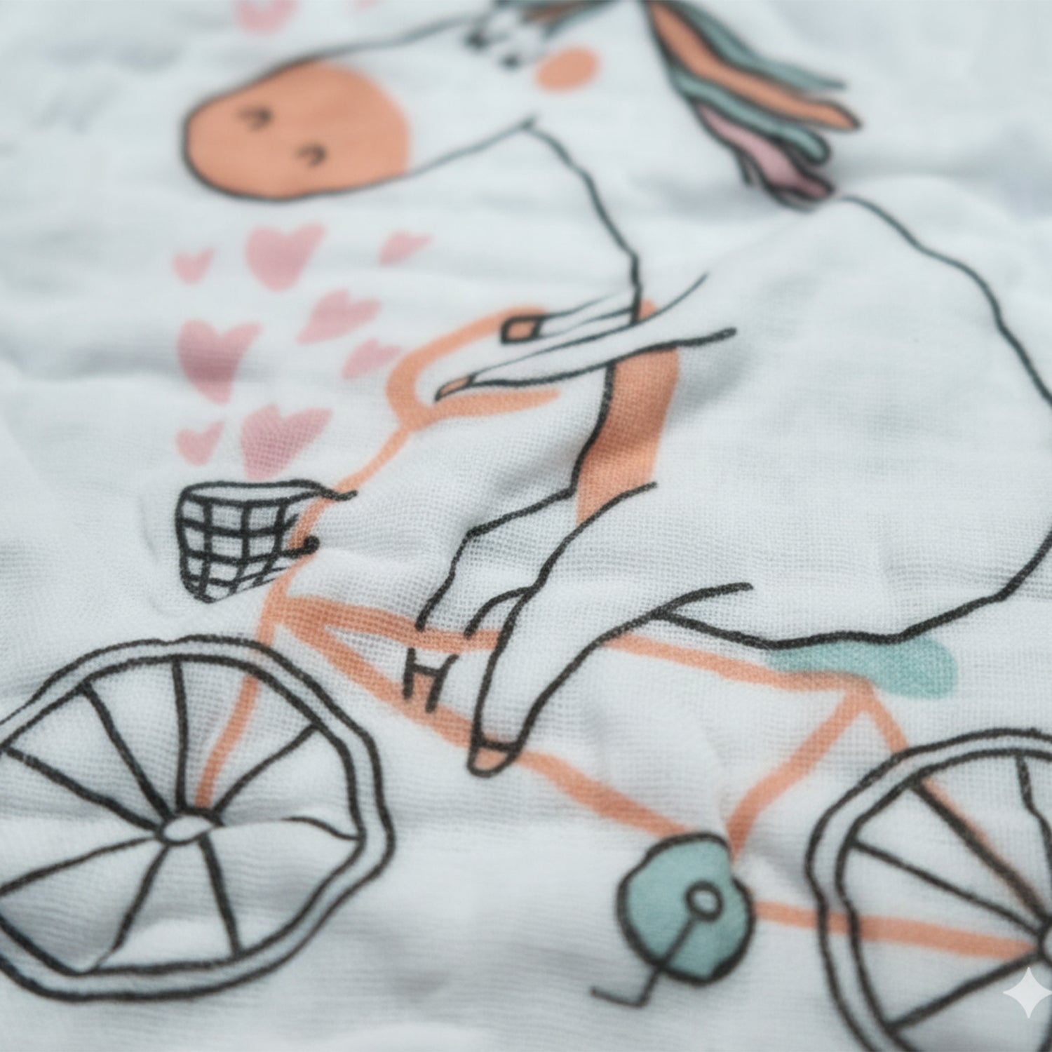 Baby Moo Cartoon Print Pack of 5 Soft Hankies Multipurpose Wash Cloth Muslin Napkin - White