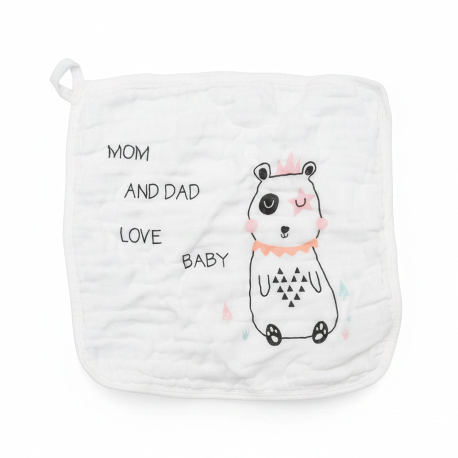 Baby Moo Cartoon Print Pack of 5 Soft Hankies Multipurpose Wash Cloth Muslin Napkin - White