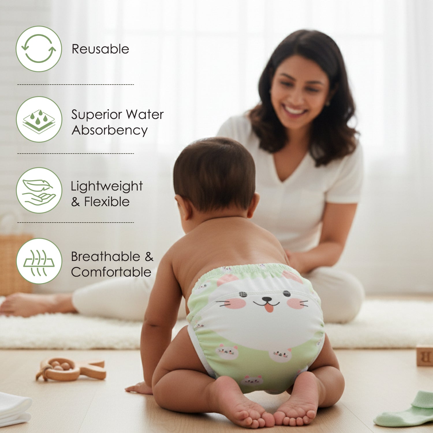 Baby Moo Bouncing Bunny Reusable Cloth Toddler Training Pants - Multicolour