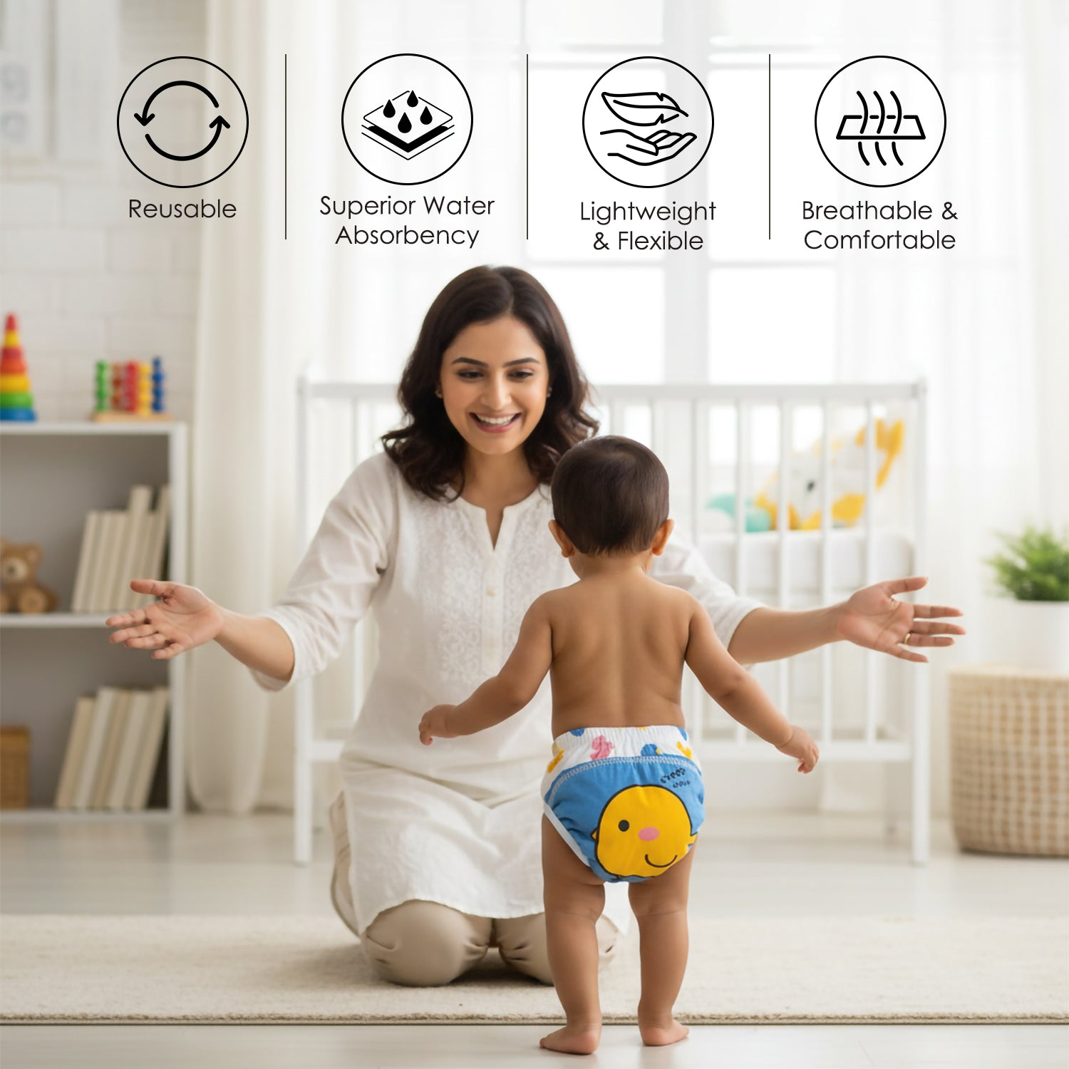 Baby Moo Little Chick Reusable Cloth Toddler Training Pants - Multicolour