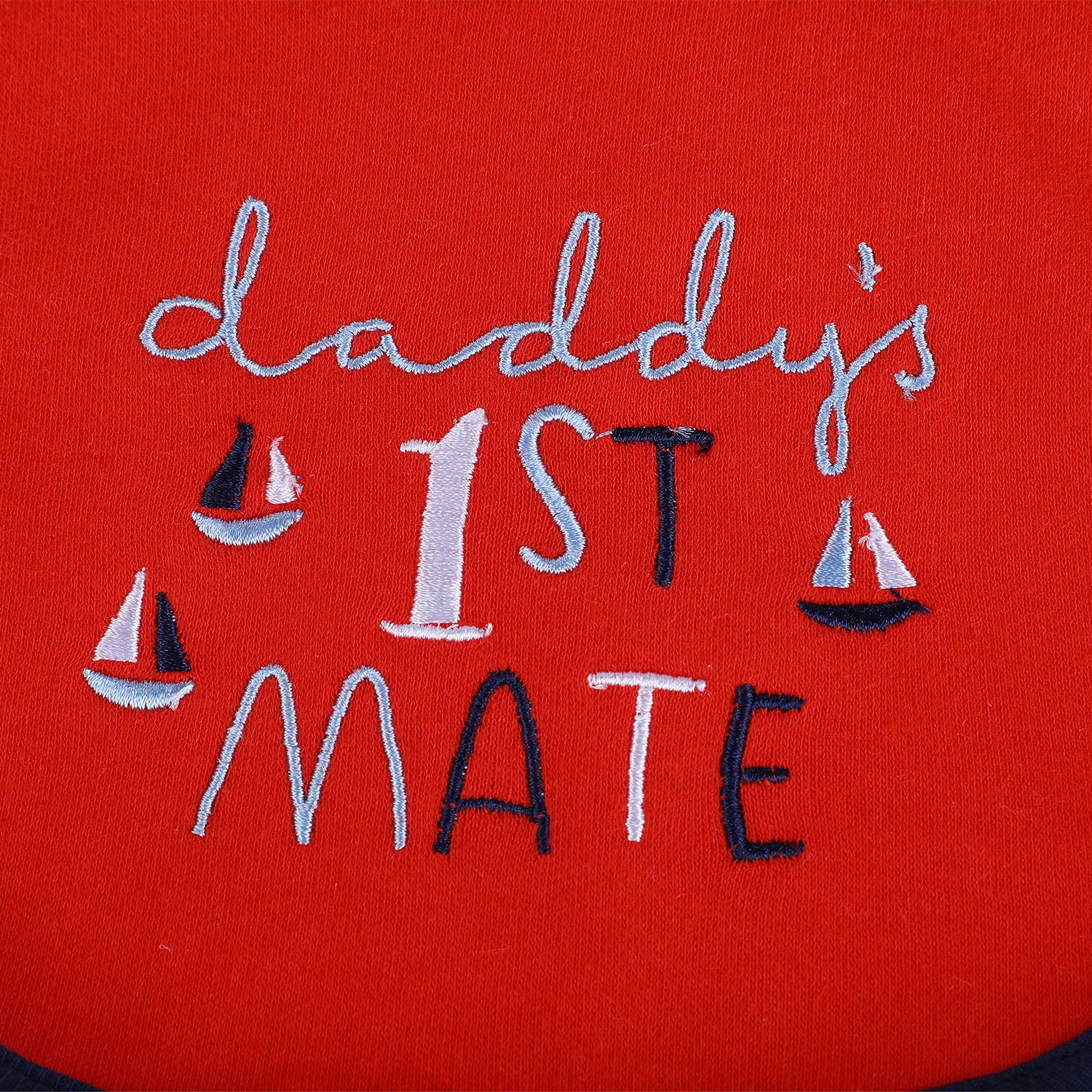 Baby Moo Daddy's Sailor Cotton 2 Pack Buttoned Feeding Bibs - Red - Baby Moo