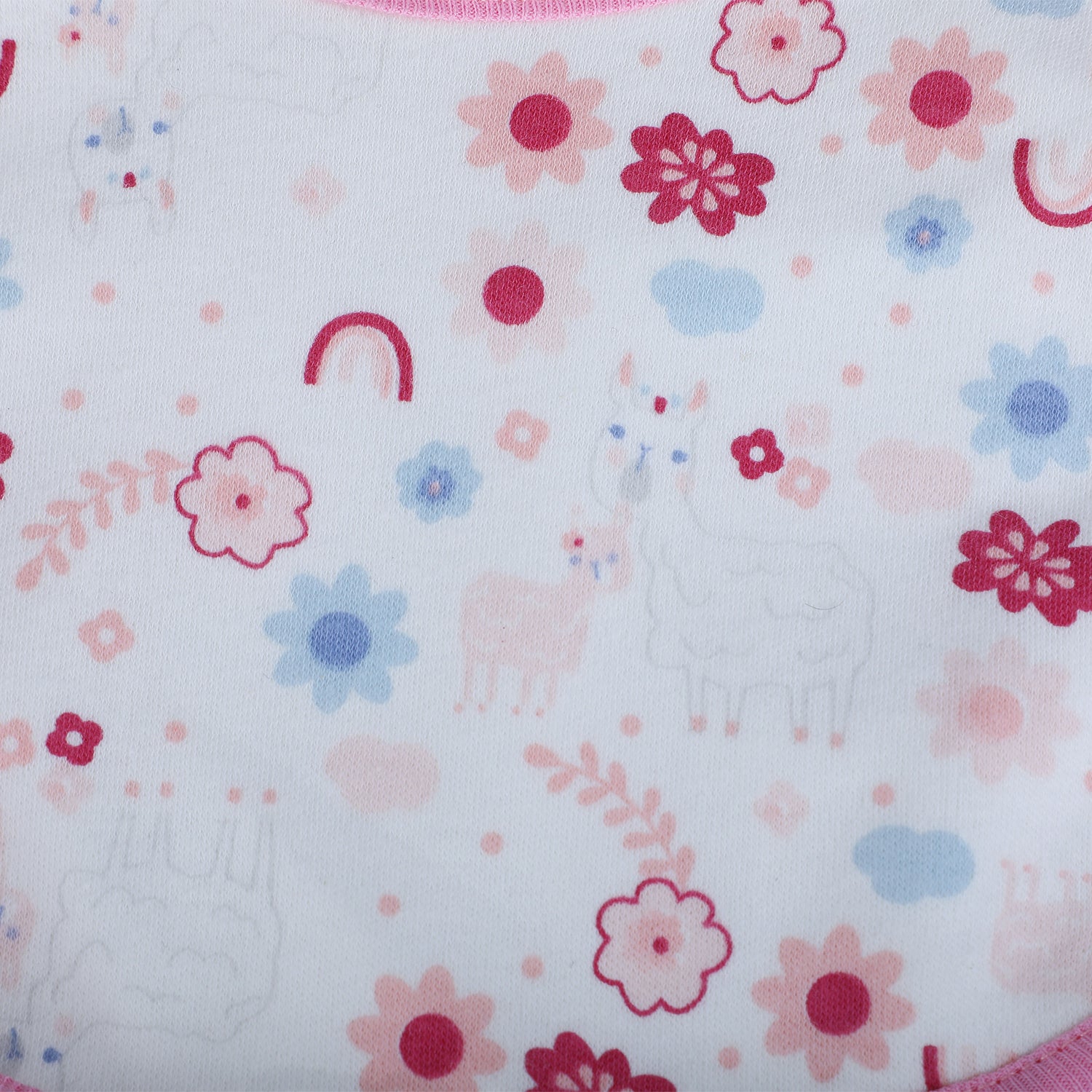 Baby Moo Mama Sheep Floral Cotton 2 Pack Buttoned Feeding Bibs - Pink - Baby Moo