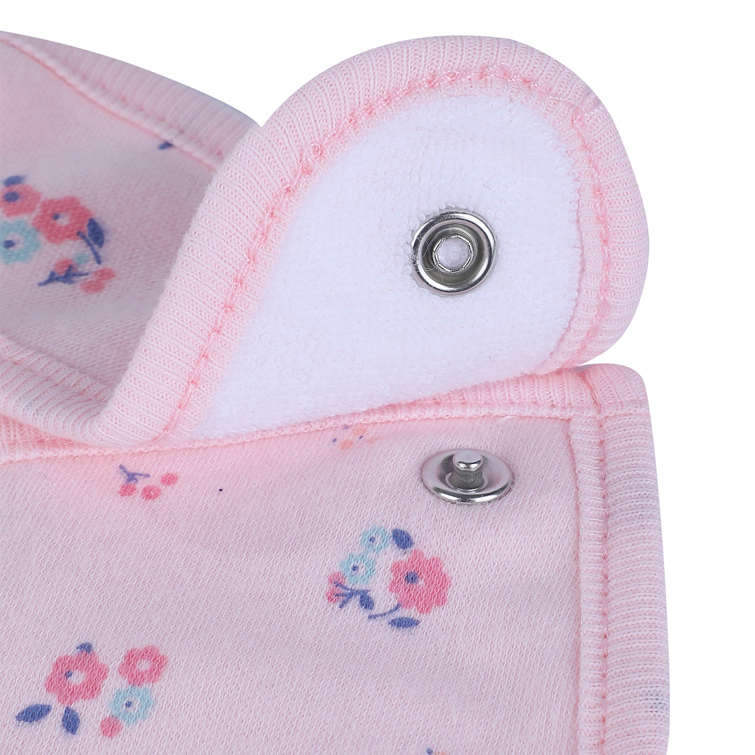 Baby Moo Little Bunny Cotton 2 Pack Buttoned Feeding Bibs - Pink - Baby Moo