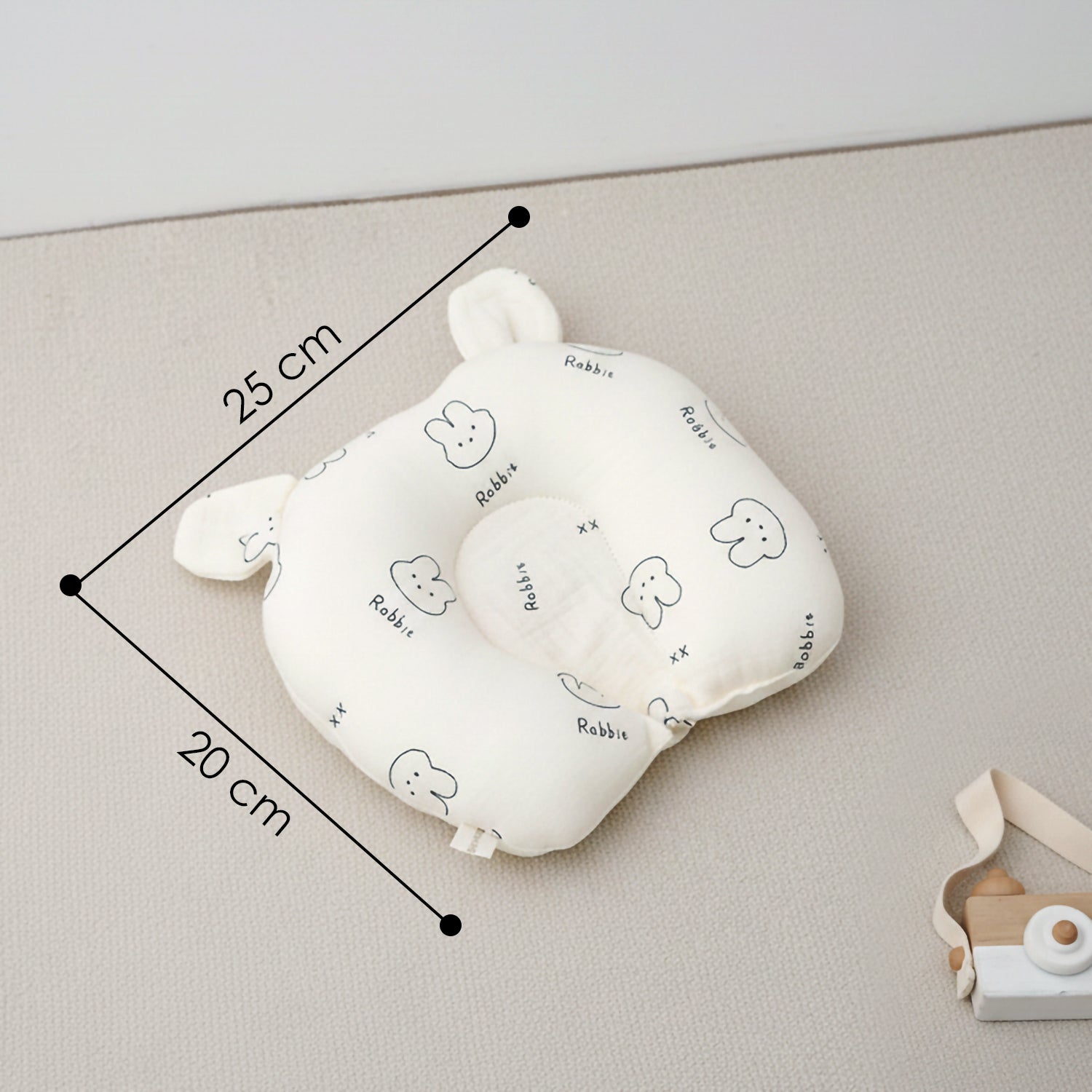 Baby Moo 3D Ear Rabbit Muslin Head Shaping Neck Support Pillow - White