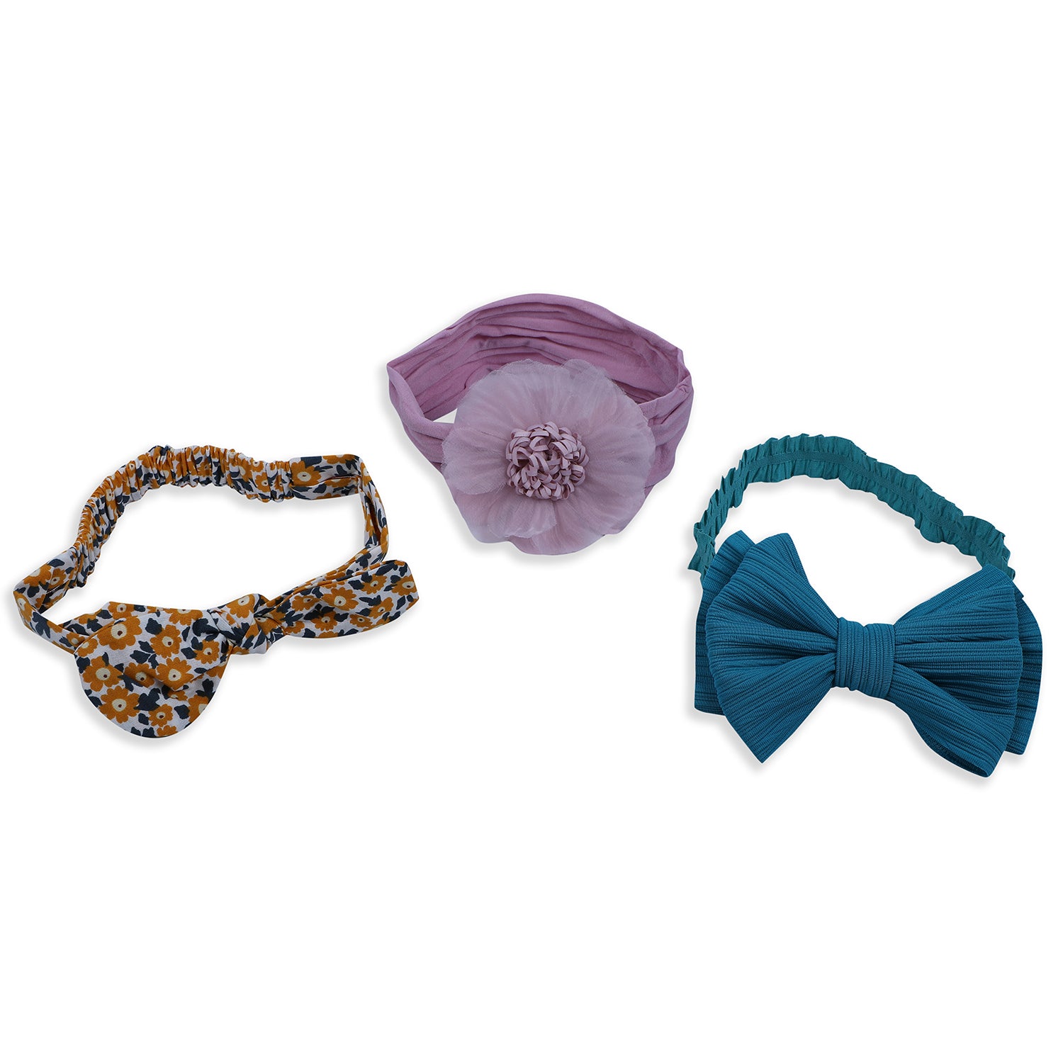 Baby Moo Floral Bow Headband Set of 3 - Multicolour - Baby Moo