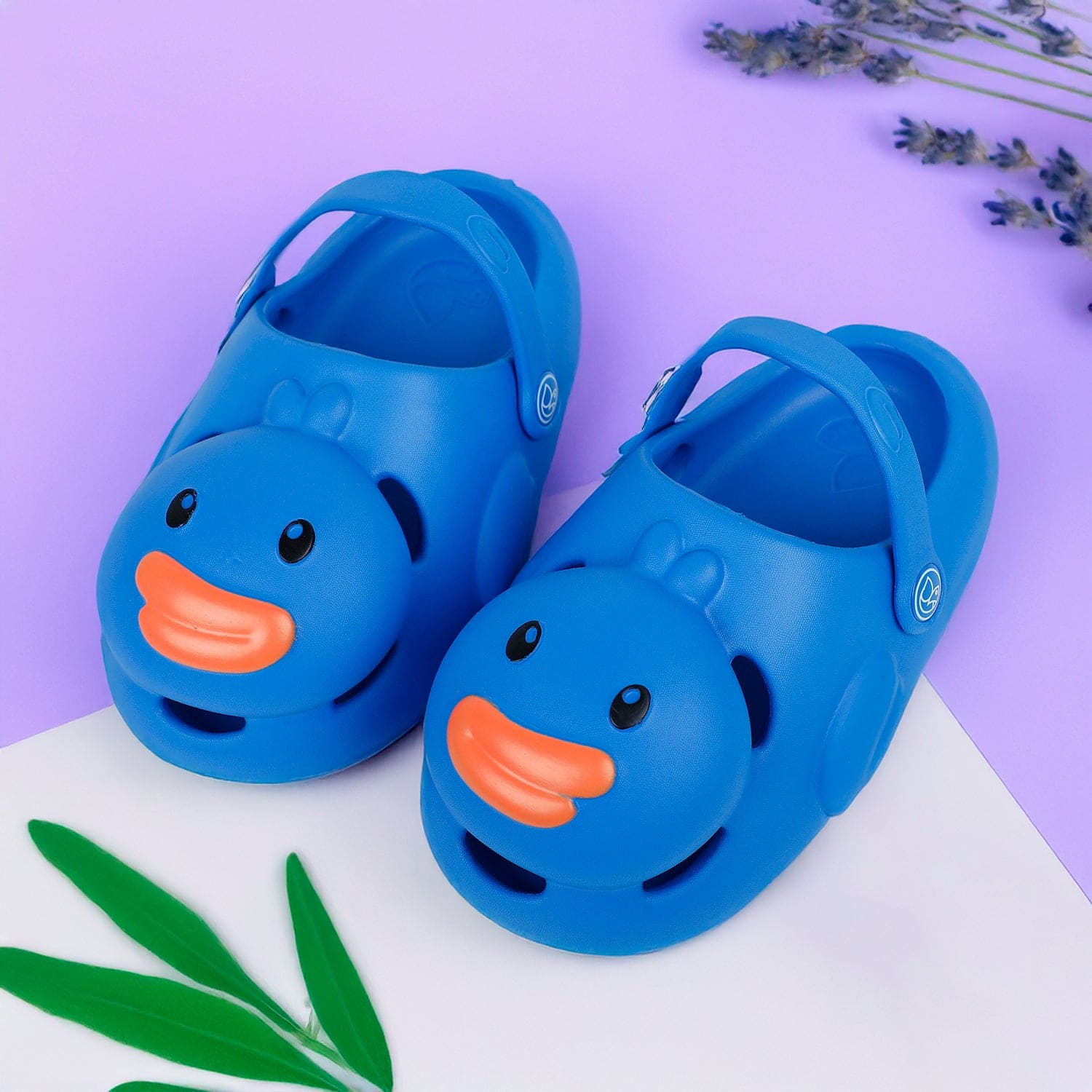 Baby Moo Swimming Duck Waterproof Anti-Skid Sling Back Clogs - Blue