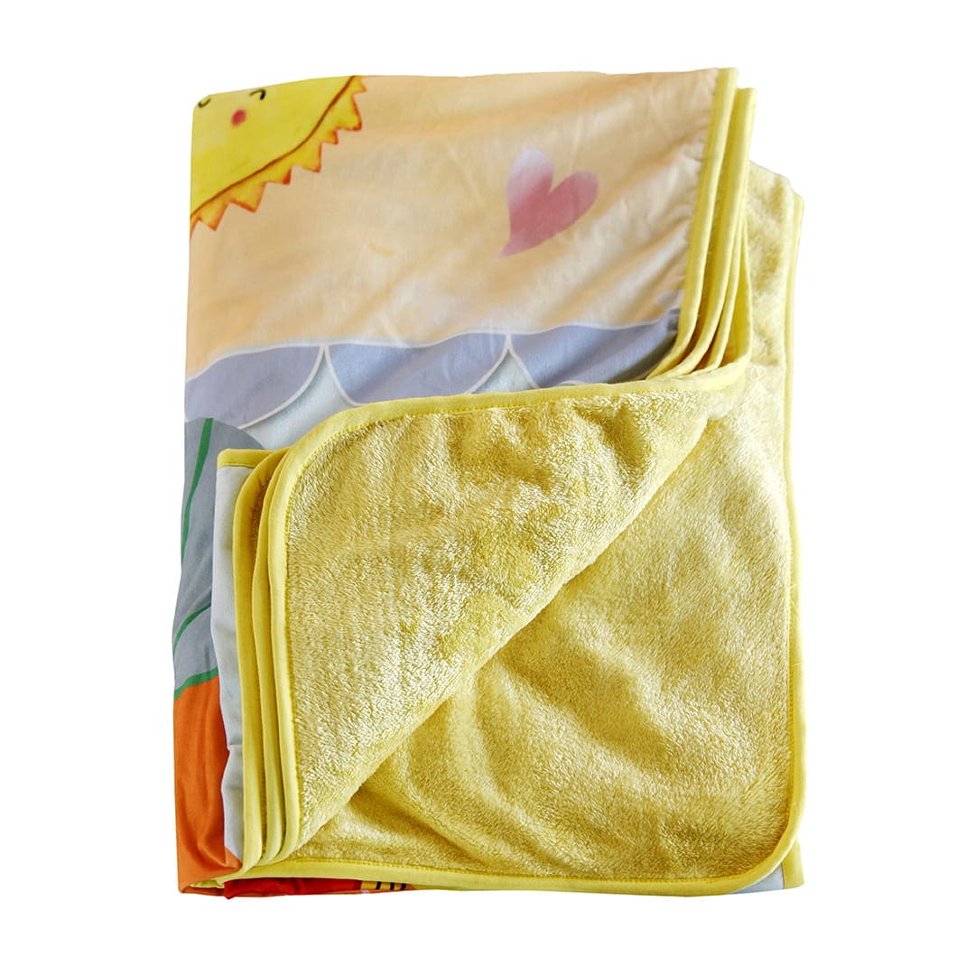 Baby Moo Zebra in Pram Velvet And Fur XL Blanket - Yellow - Baby Moo