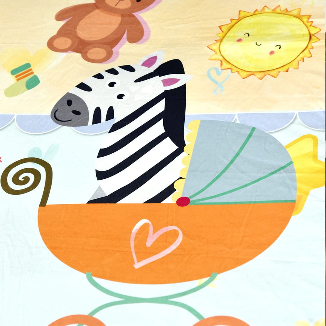 Baby Moo Zebra in Pram Velvet And Fur XL Blanket - Yellow - Baby Moo