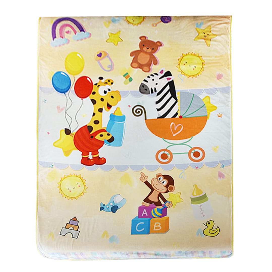 Baby Moo Zebra in Pram Velvet And Fur XL Blanket - Yellow - Baby Moo