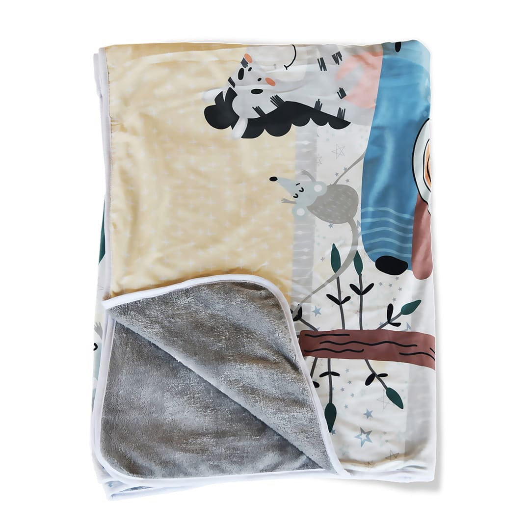 Baby Moo Bear in Car Velvet And Fur XL Blanket - Yellow - Baby Moo